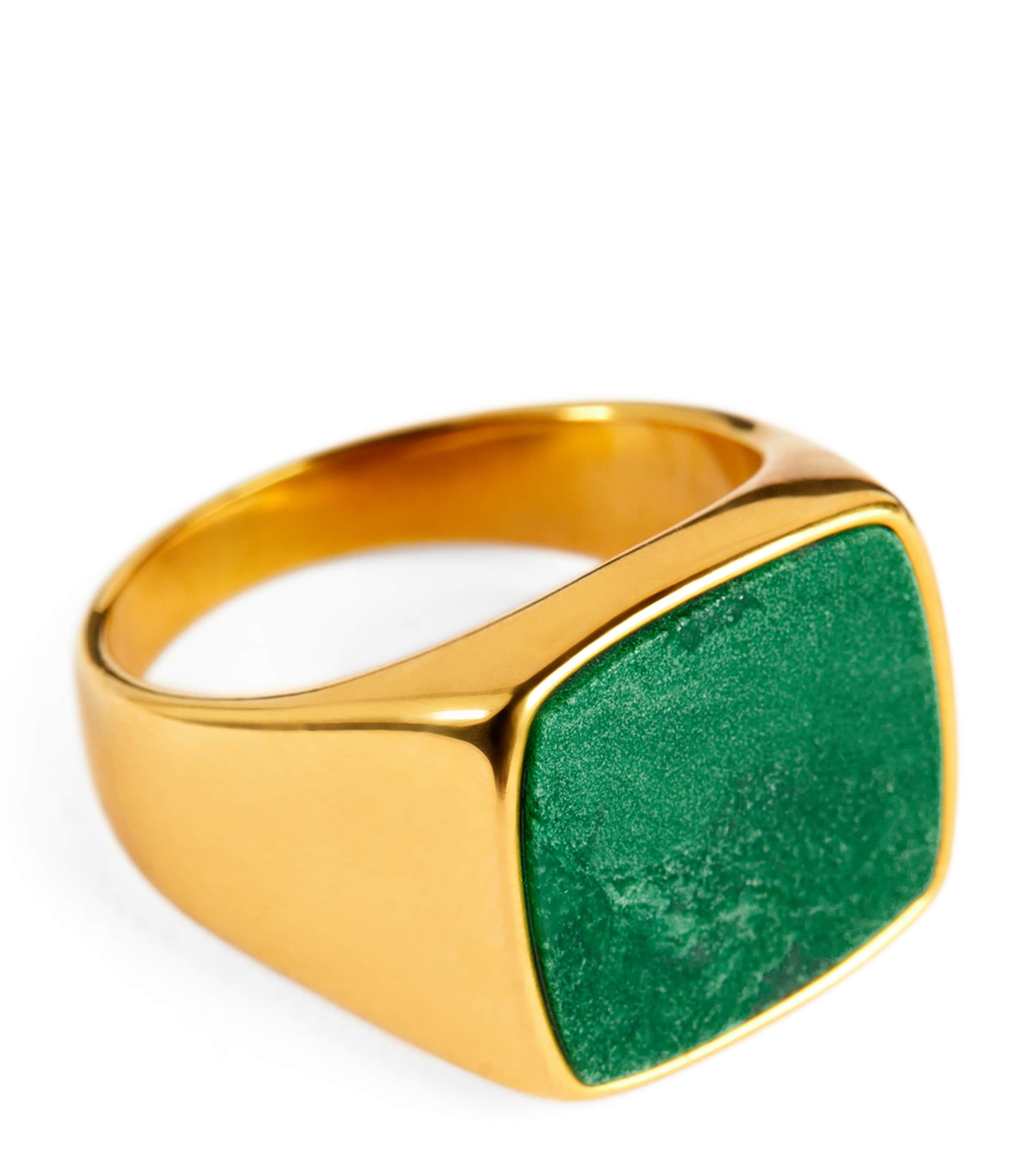 Shop Nialaya Jewelry Gold-plated Jade Signet Ring