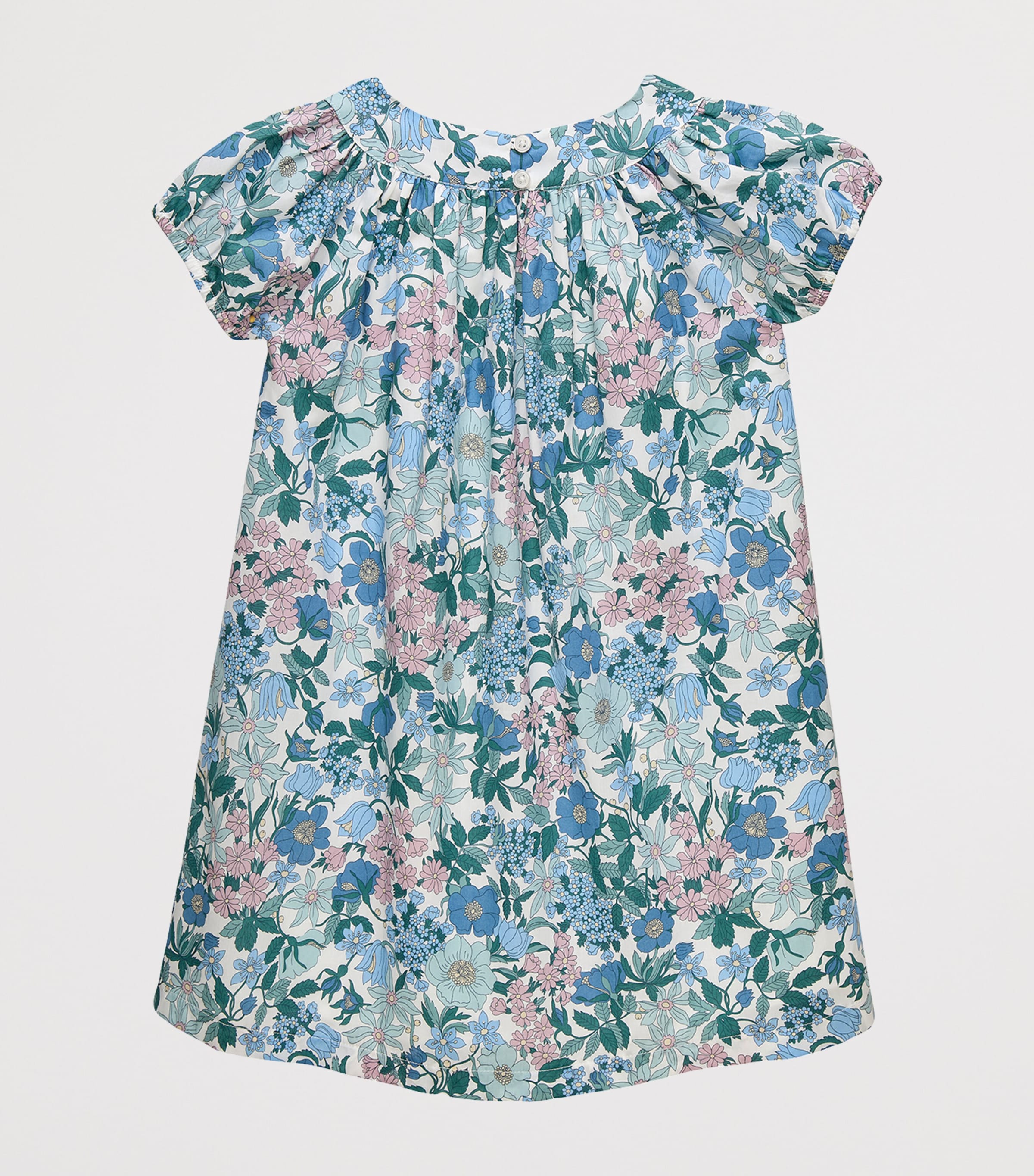 Trotters Cotton Liberty Print Clarabell Dress (2-5 Years) Blue Image 2