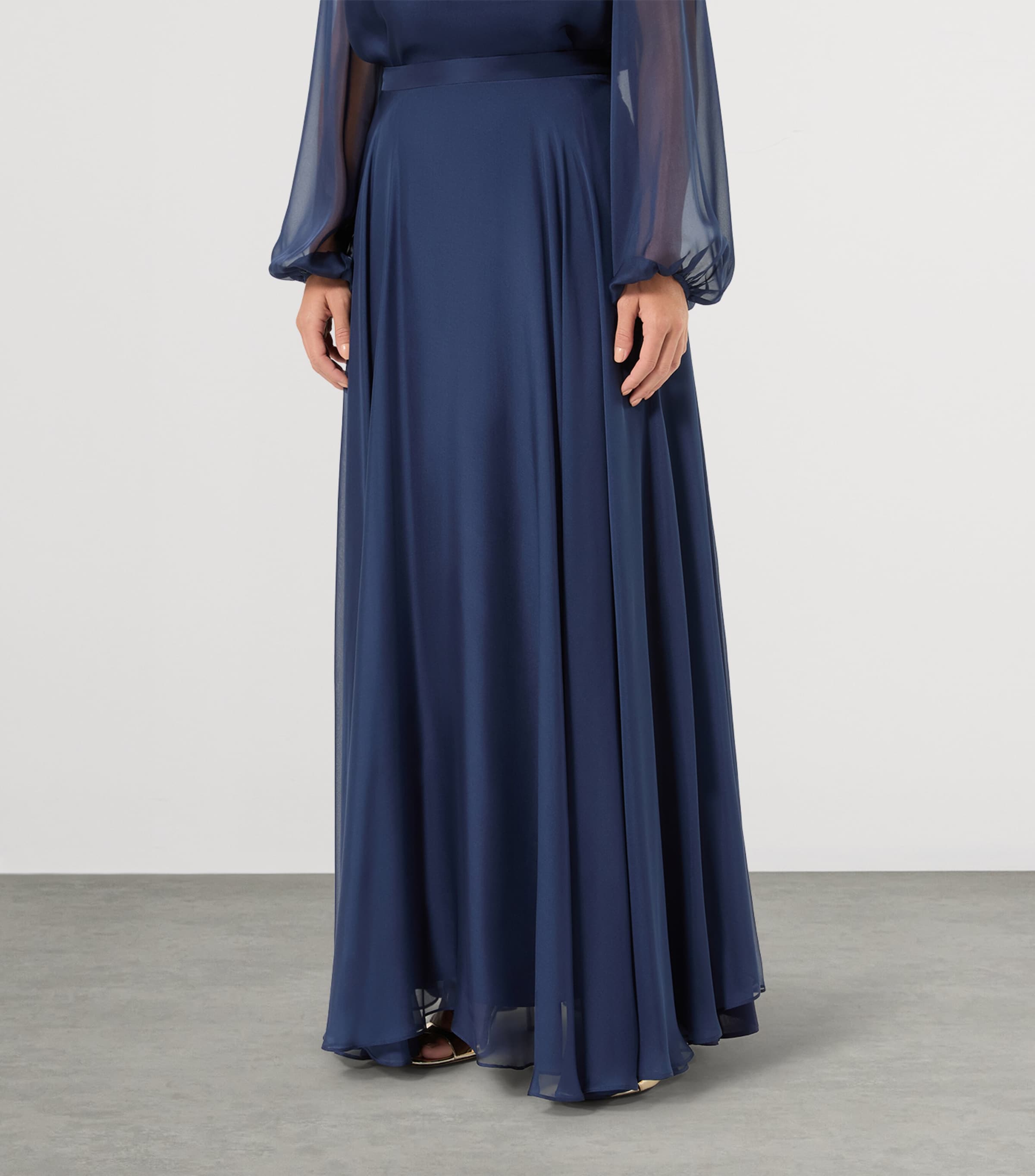 Marina Rinaldi Womens Silk Chiffon Maxi Skirt Navy Image 3