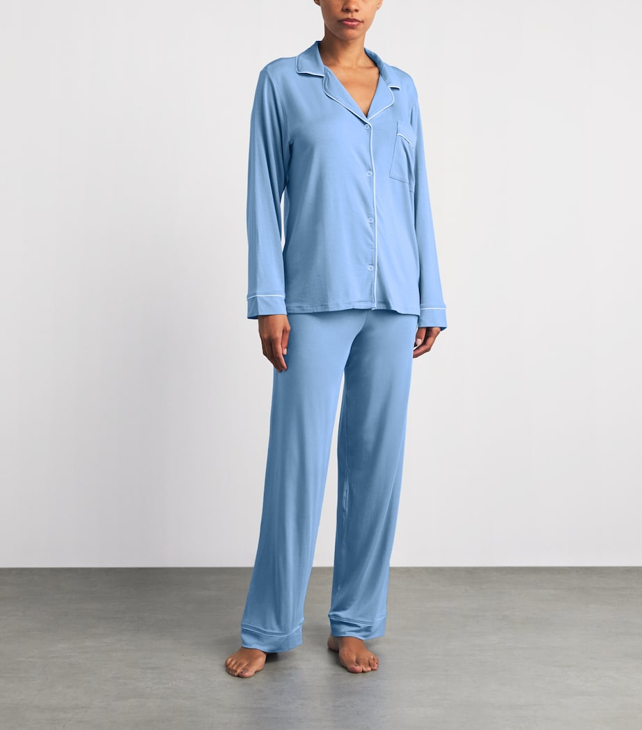 Eberjey Womens Gisele Long Piped Pyjama Set Sbwh Summer Blu Image 2