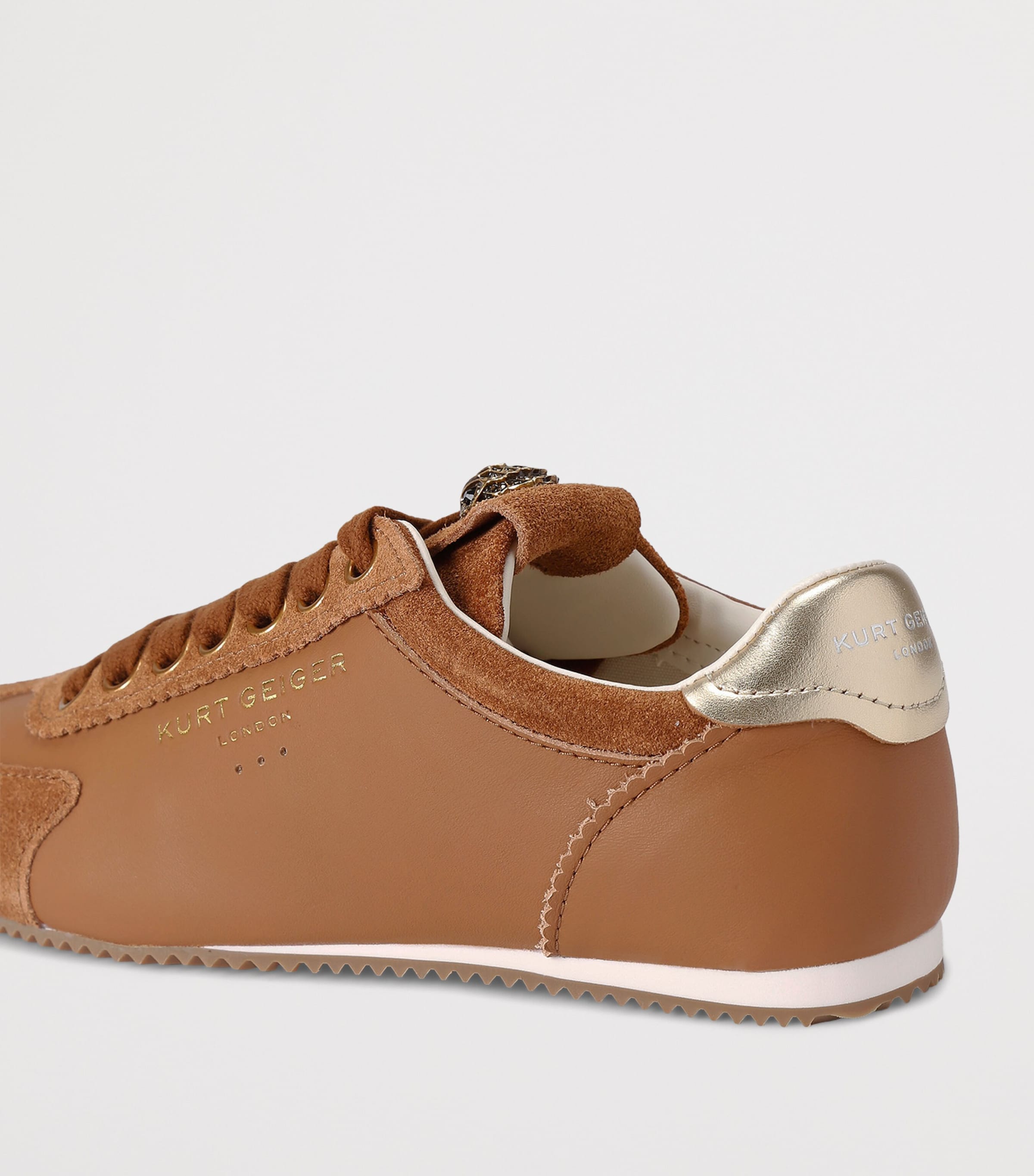 Kurt Geiger London Suede Embellished Islington Sneakers Tan Comb Image 2
