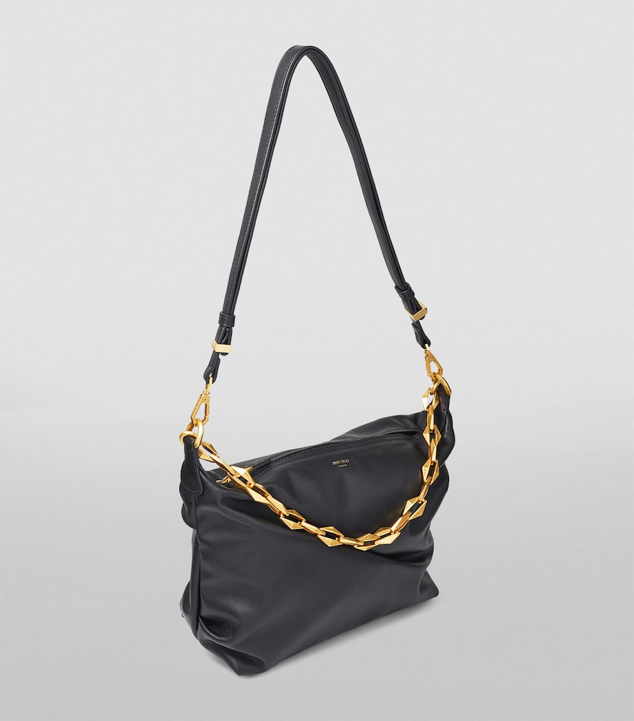 Leather Diamond Shoulder Bag BLACK/GOLD Image 2
