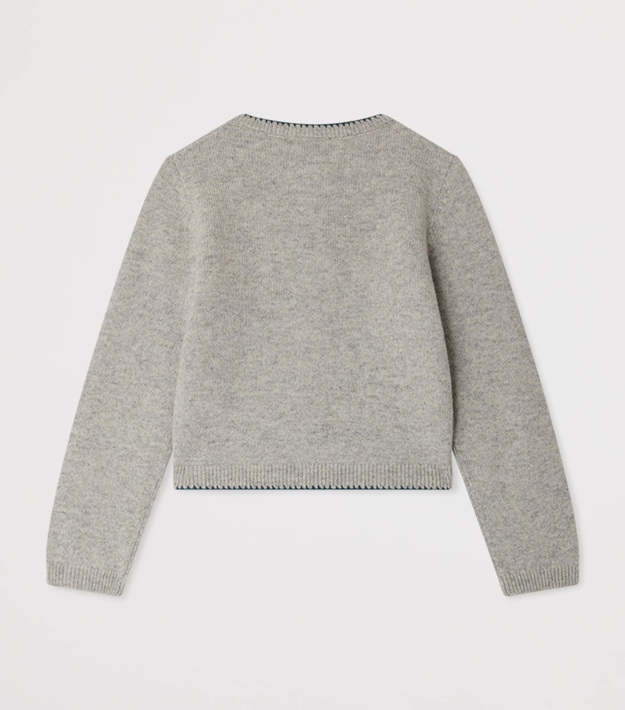 Wool Embroidered Jamina Cardigan (4-8 Years) GRIS CHINE Image 2