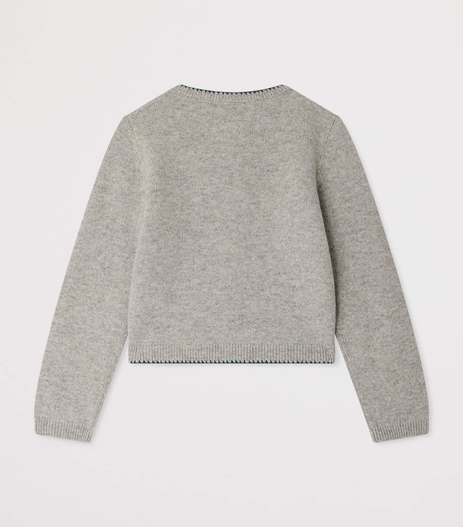 Wool Embroidered Jamina Cardigan (4-8 Years) GRIS CHINE Image 2