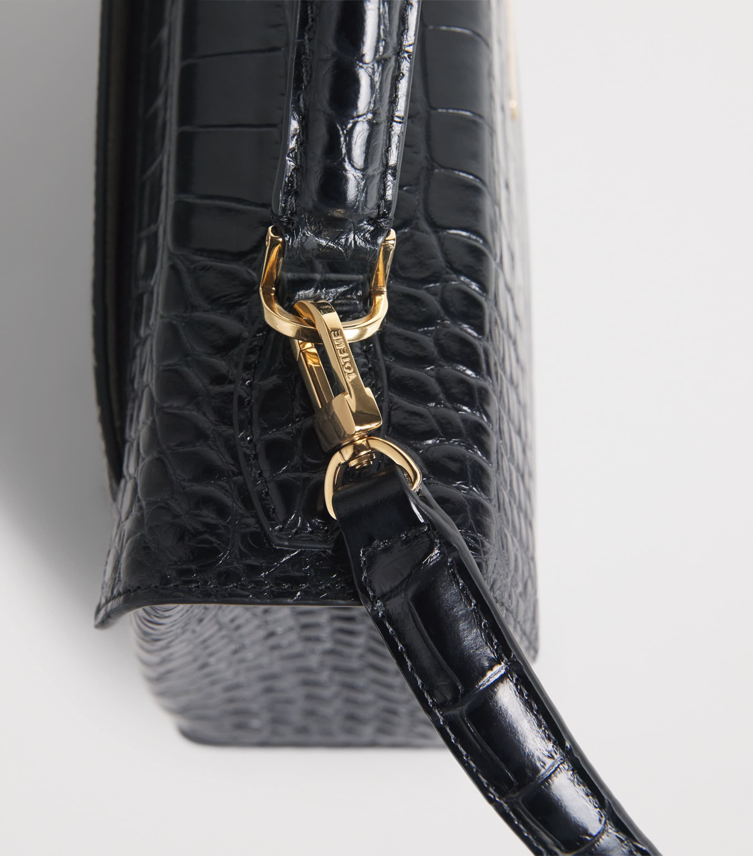 Toteme Womens Croc-Embossed Leather Box Top-Handle Bag Black Image 6