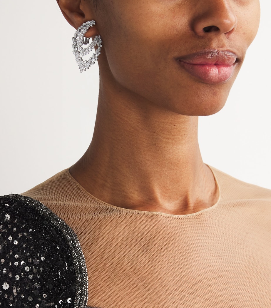 White Gold and Diamond Whisper Earrings WHITE GOLD Image 2