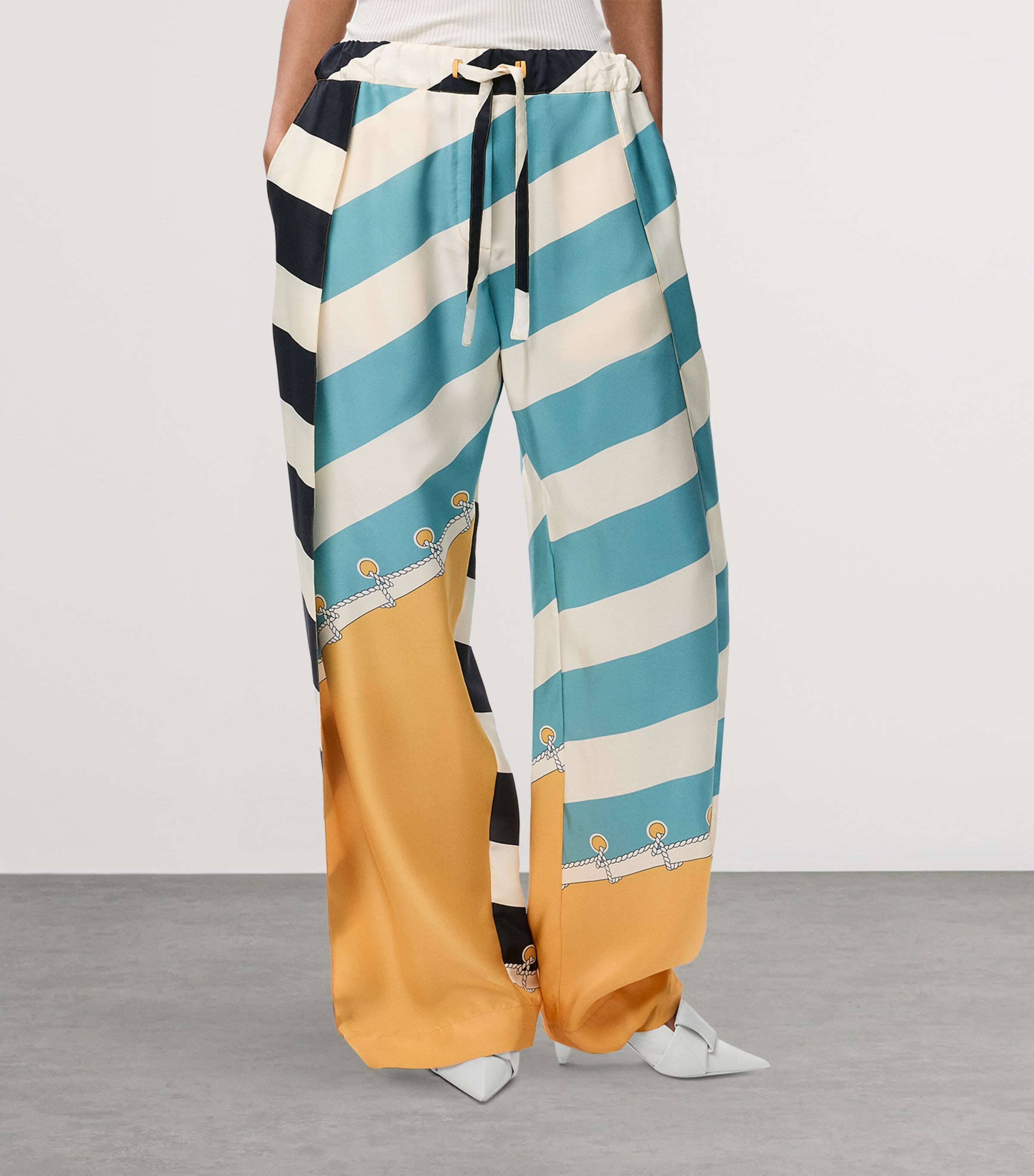 LOEWE Womens Silk Printed Trousers Orange/multicolor Image 3