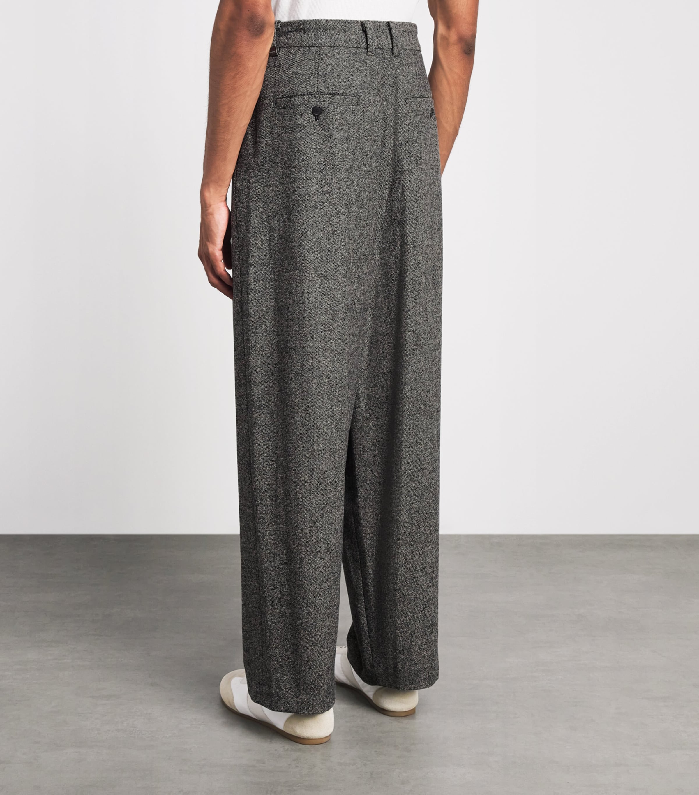 System Mens Wool-Blend Double-Pleated Trousers Black Image 5