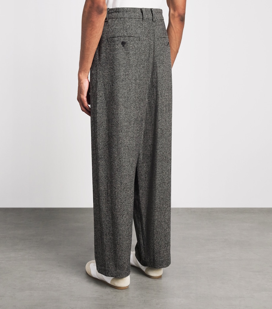 System Mens Wool-Blend Double-Pleated Trousers Black Image 5