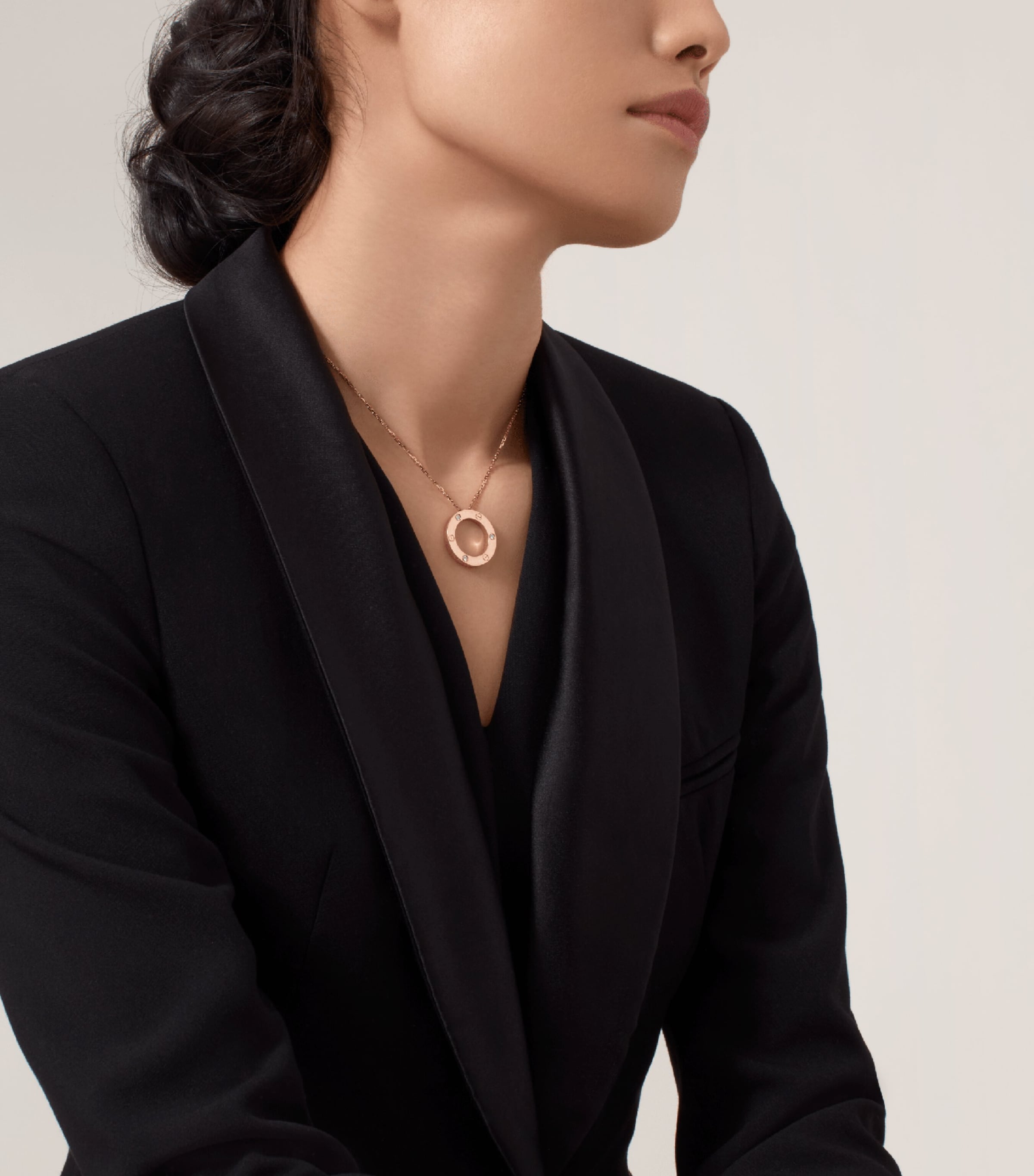 Rose Gold and Diamond LOVE Necklace ROSE GOLD Image 5