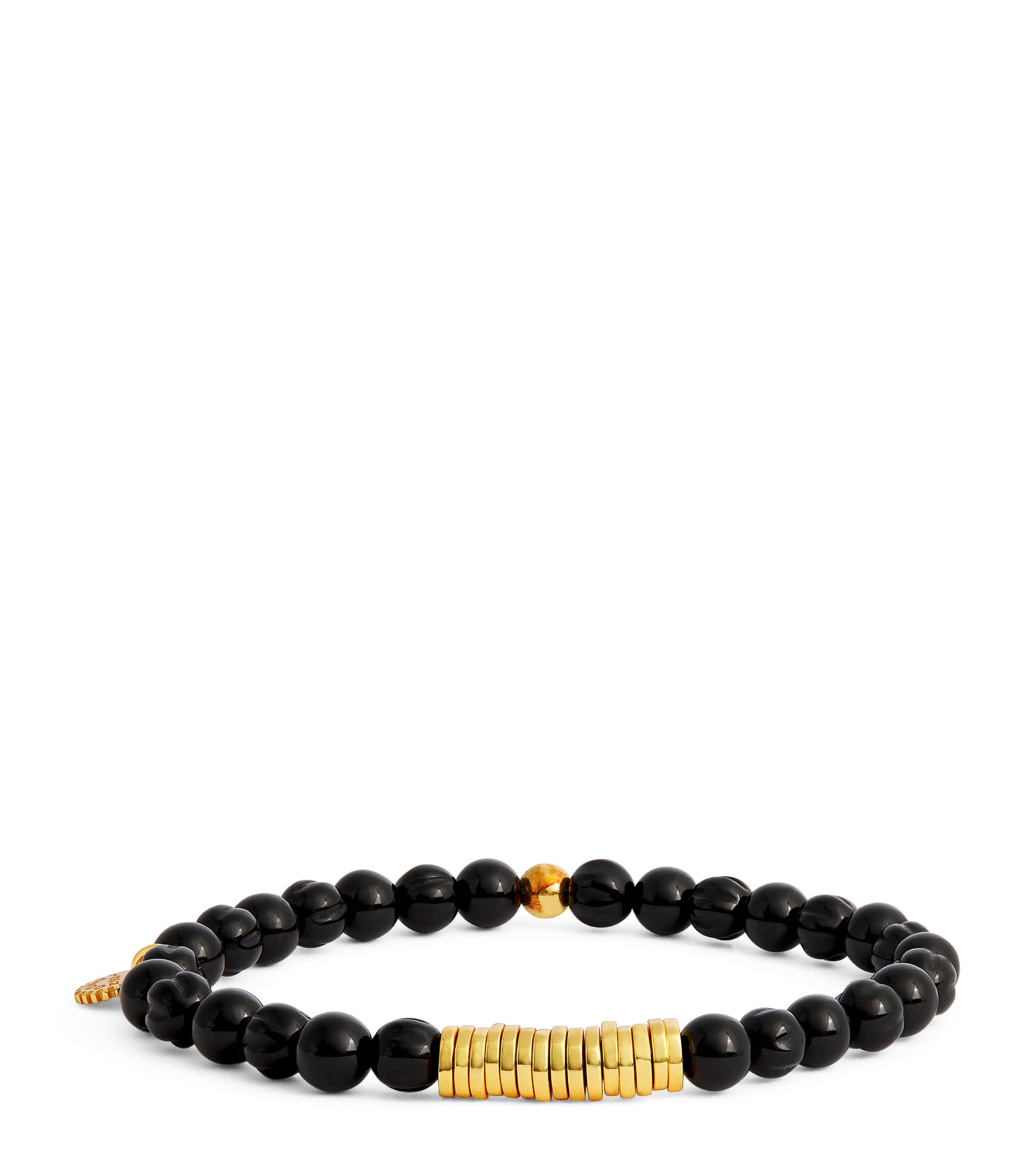 Tateossian Black Agate And Gold-plated Silver Bracelet