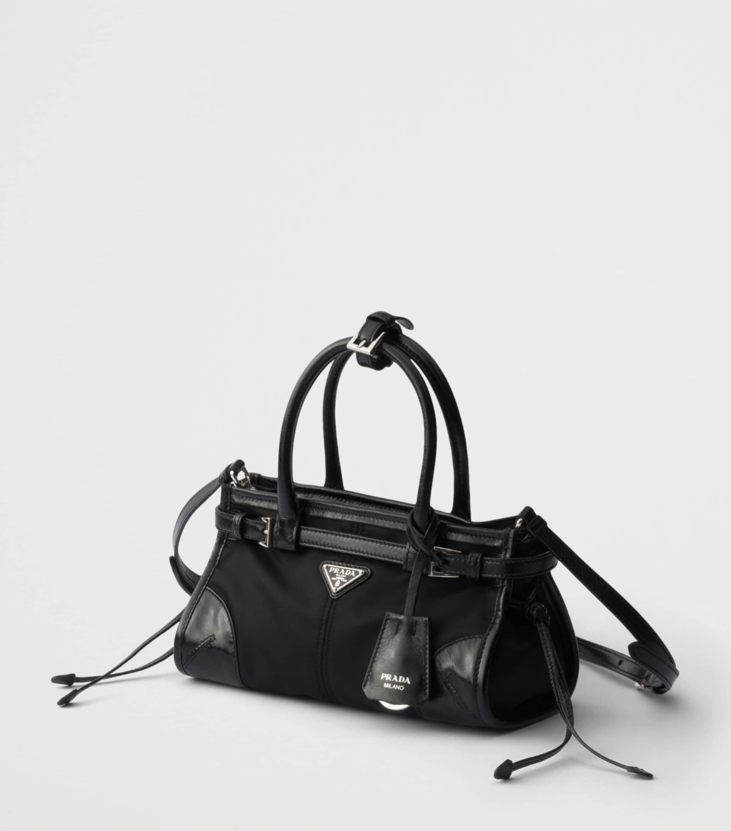 Prada Small Re-Nylon Bonnie Top-Handle Bag Black Image 3