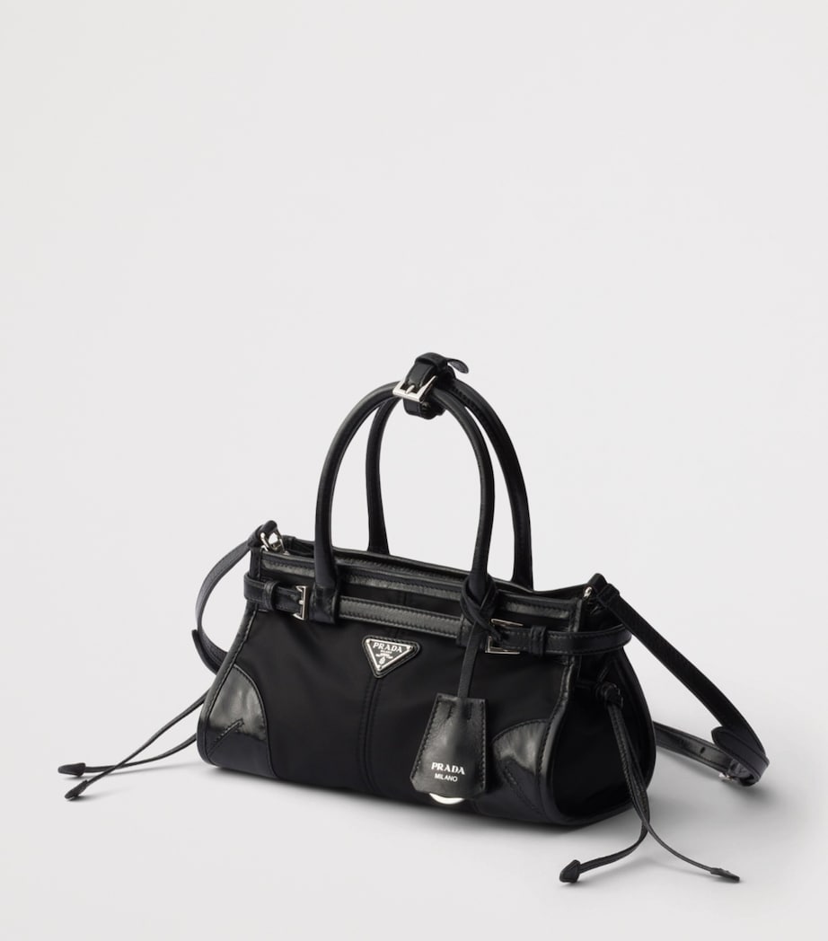 Prada Small Re-Nylon Bonnie Top-Handle Bag Black Image 3