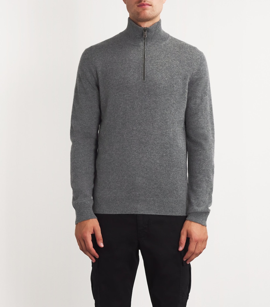Falke Mens Cashmere Zipped Sweater Drk Gry Heather Image 3