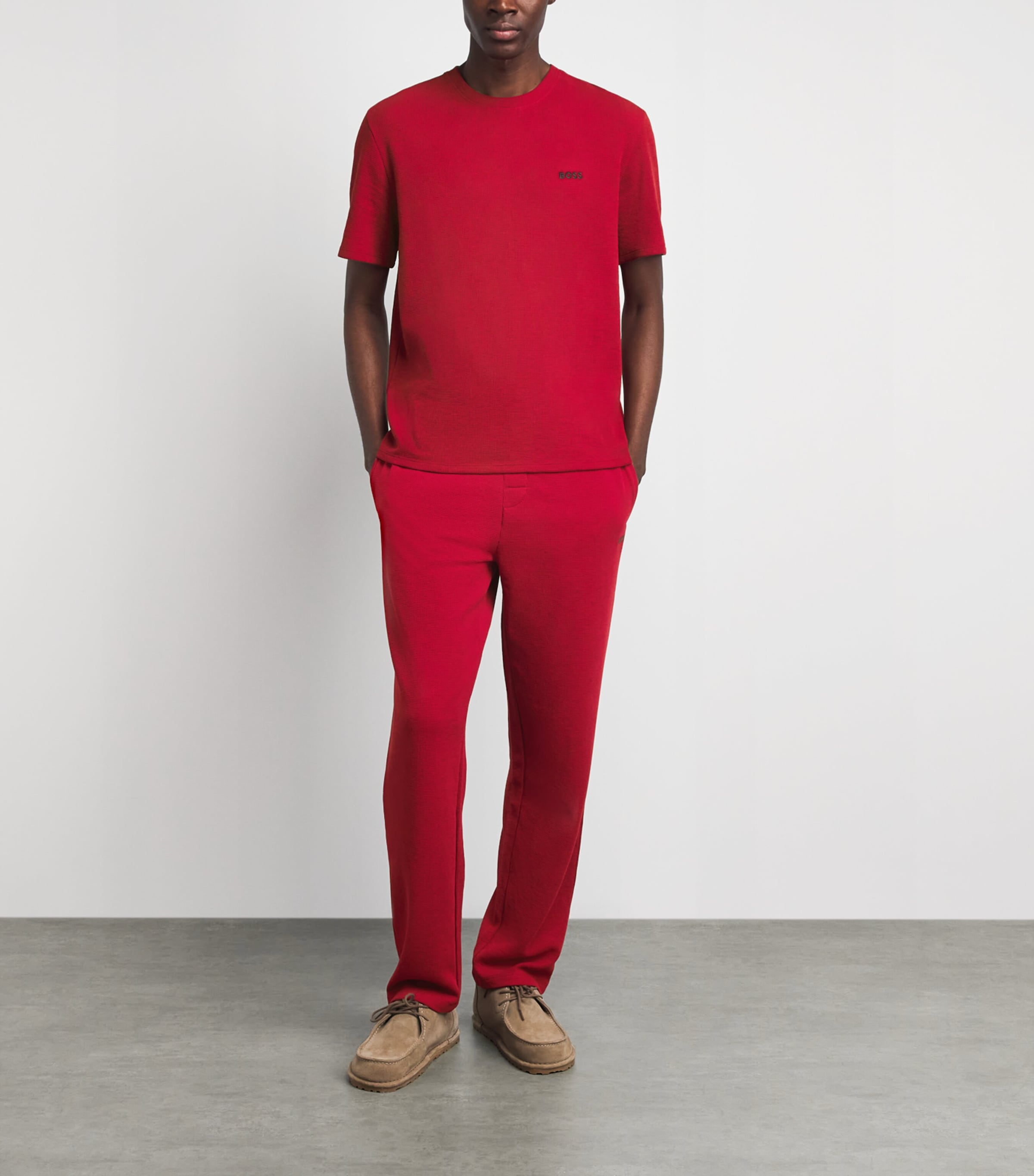BOSS Red Waffle-Knit Logo T-Shirt | Harrods US