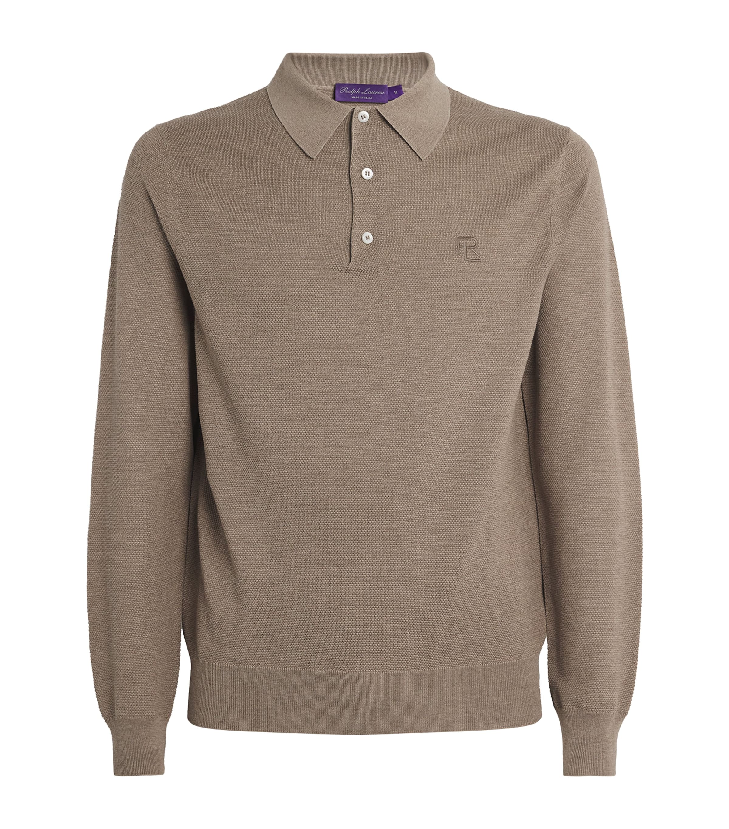 Shop Ralph Lauren Purple Label Silk-cotton Polo Shirt In Beige