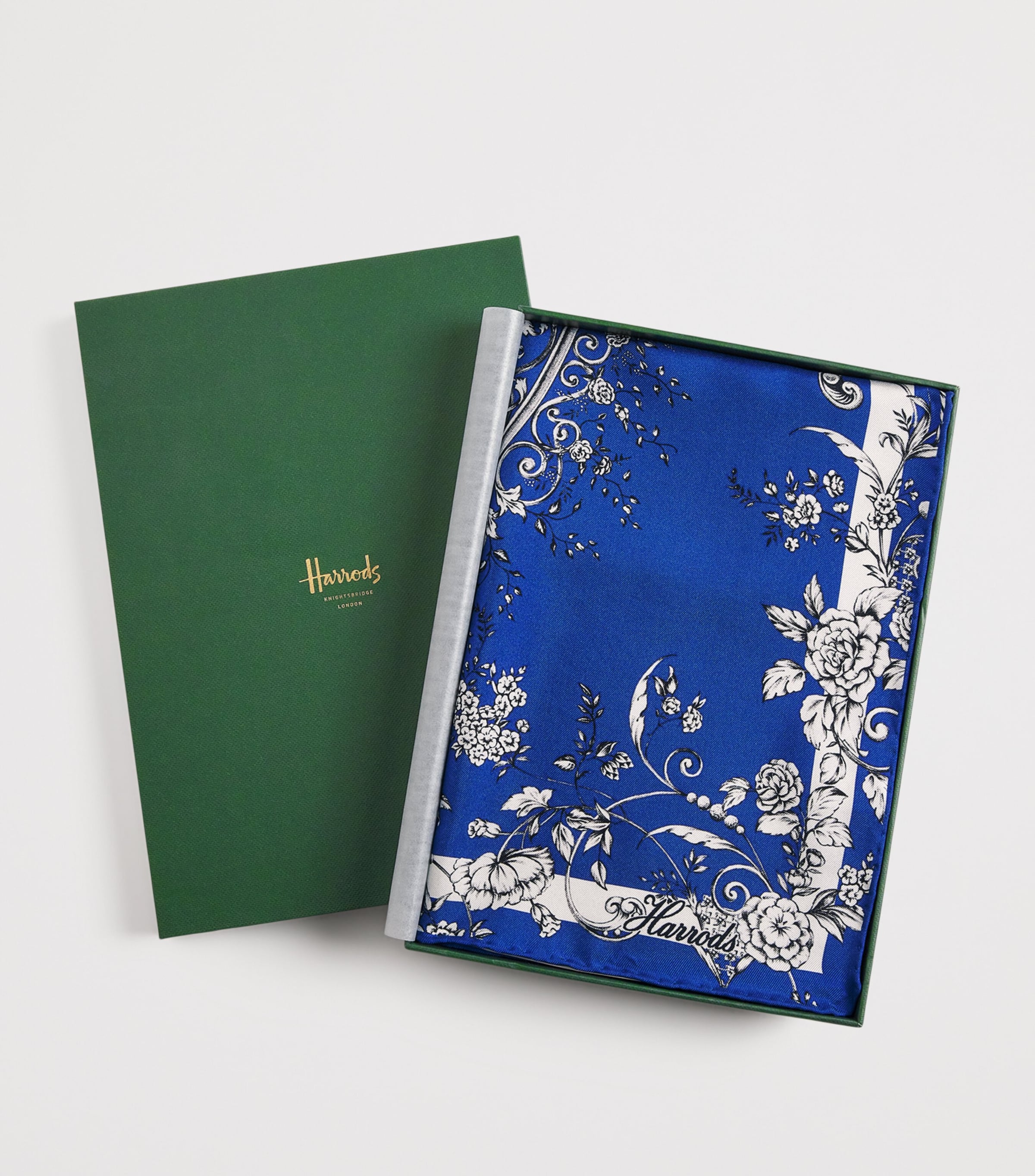 Silk Gilded Butterfly Print Scarf BLUE Image 5