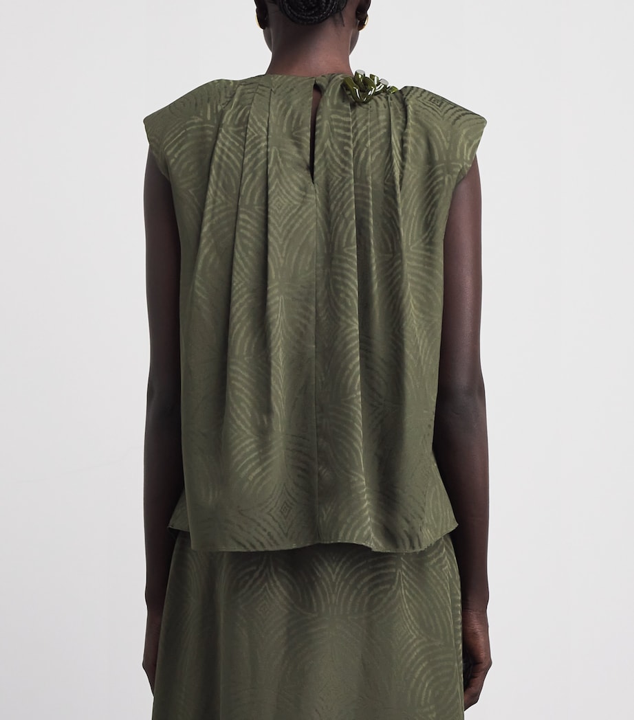 Joseph Womens Silk Jacquard Taddart Blouse Palm Leaf Image 5
