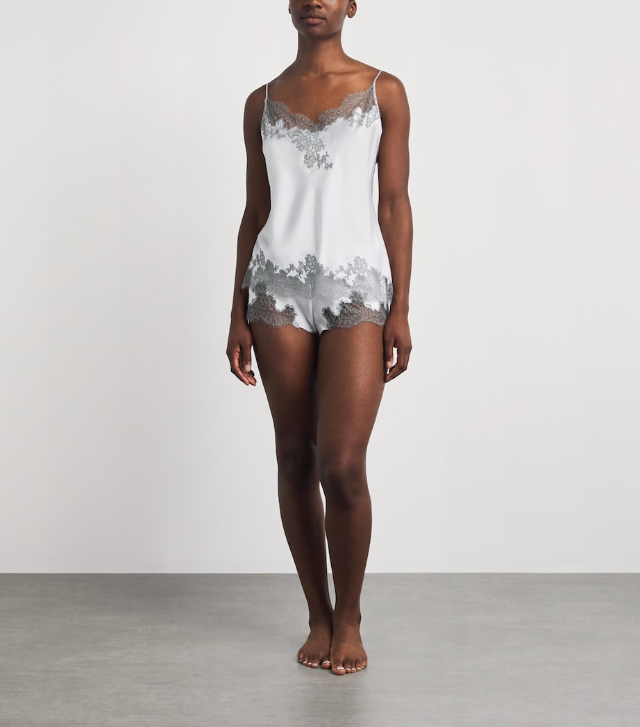 Carine Gilson Womens Silk Cérès Lace Camisole Silvergrey Image 2