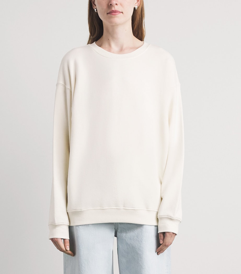 ÉTERNE Womens Cotton Oversized Sweatshirt Crm Cream Image 4