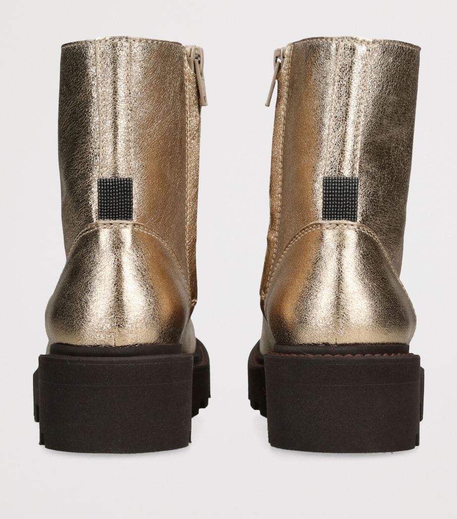 Leather Metallic Ankle Boots GOLD Image 2