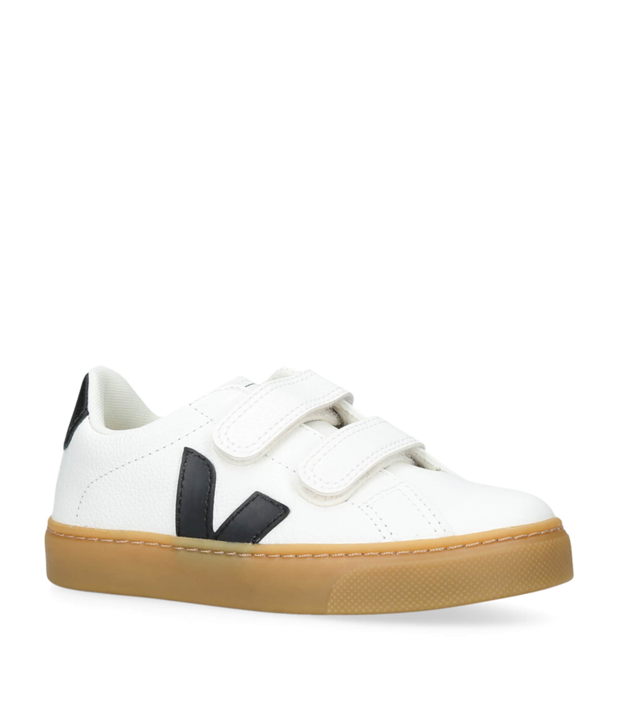 Leather Esplar Velcro Sneakers WHITE/BLK Image 3