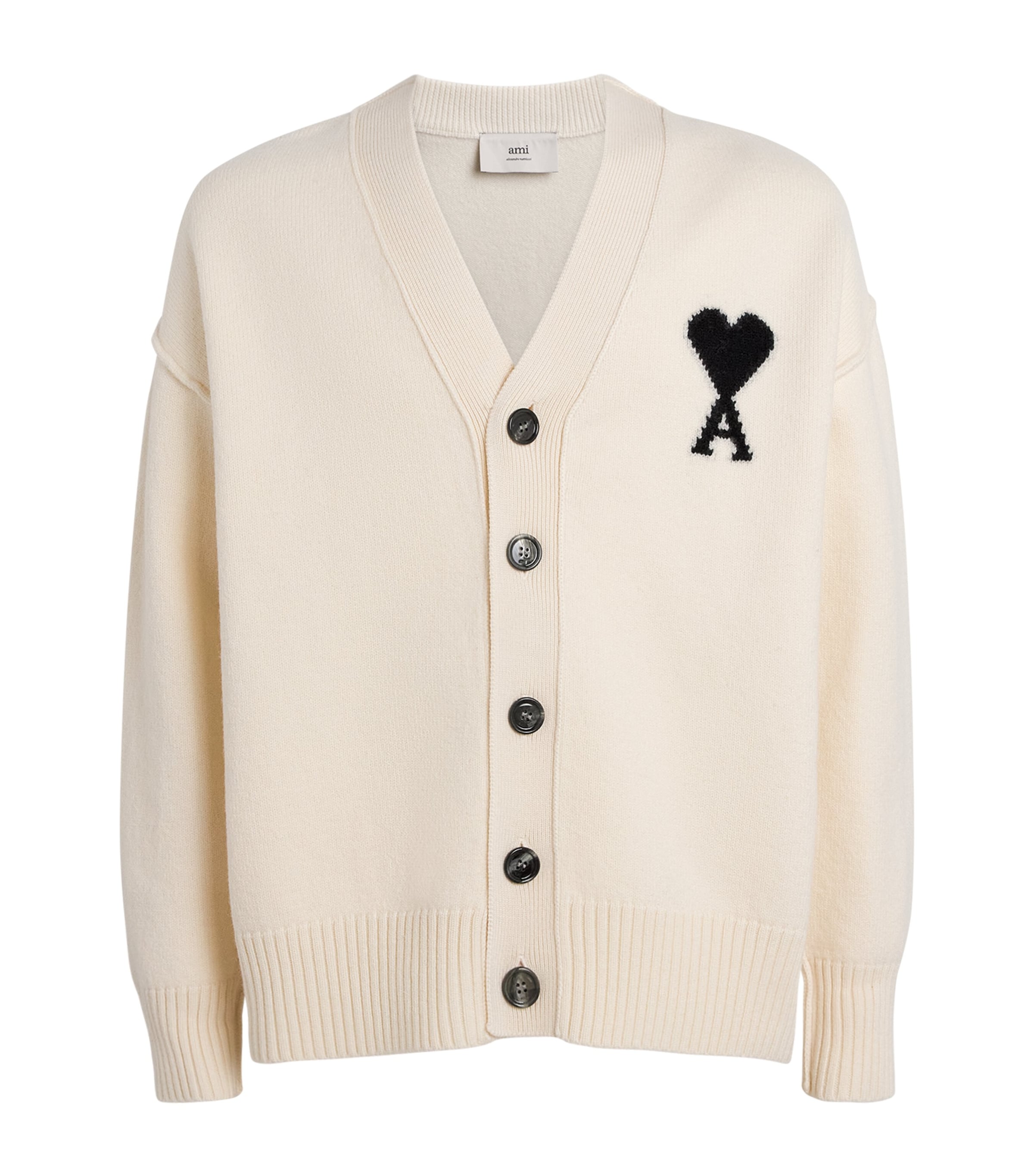 AMI Paris Virgin Wool Ami de Coeur Cardigan | Men Clothing | Knitwear | Cardigans | Designers | Ami Paris | Men Wardrobe Essentials