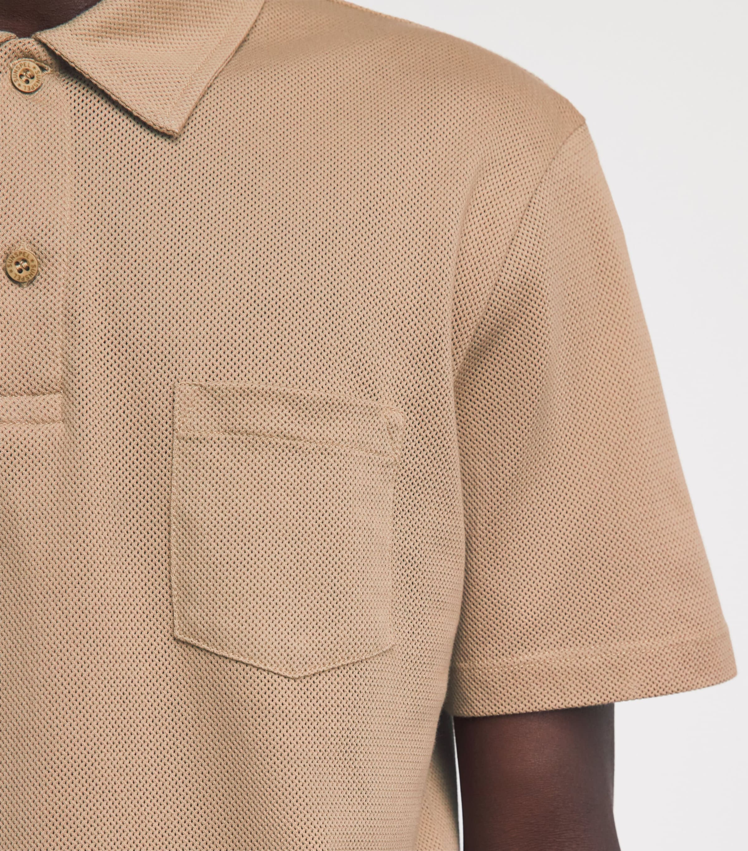 Sunspel Mens Supima Cotton Riviera Polo Shirt Dark Beige Image 3
