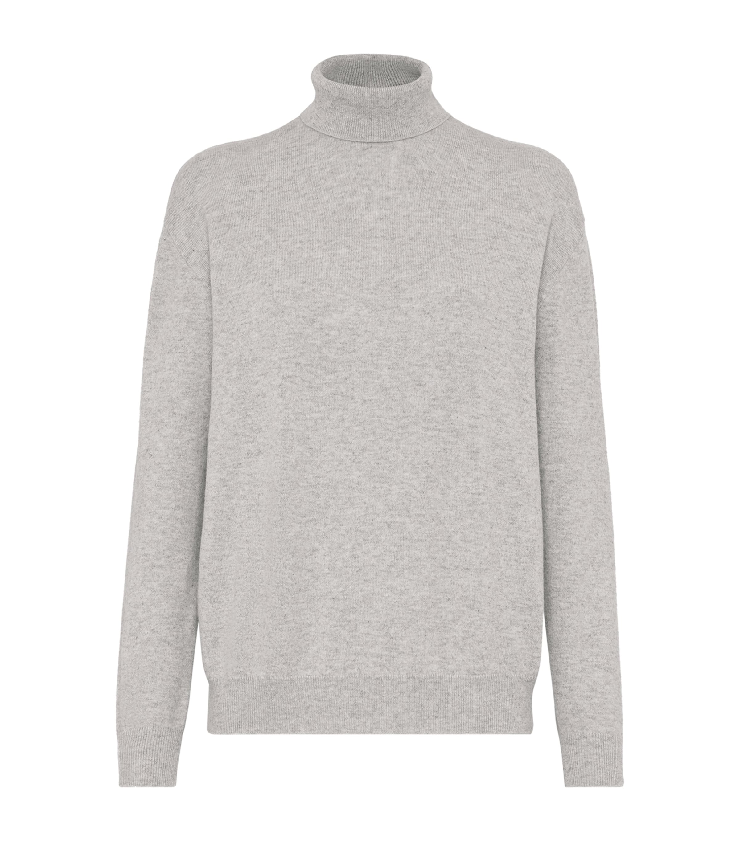 Brunello Cucinelli Cashmere High-neck Sweater In Gray
