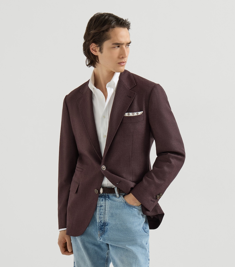 Brunello Cucinelli Mens Mouliné Virgin Wool Twill Deconstructed Blazer Image 3