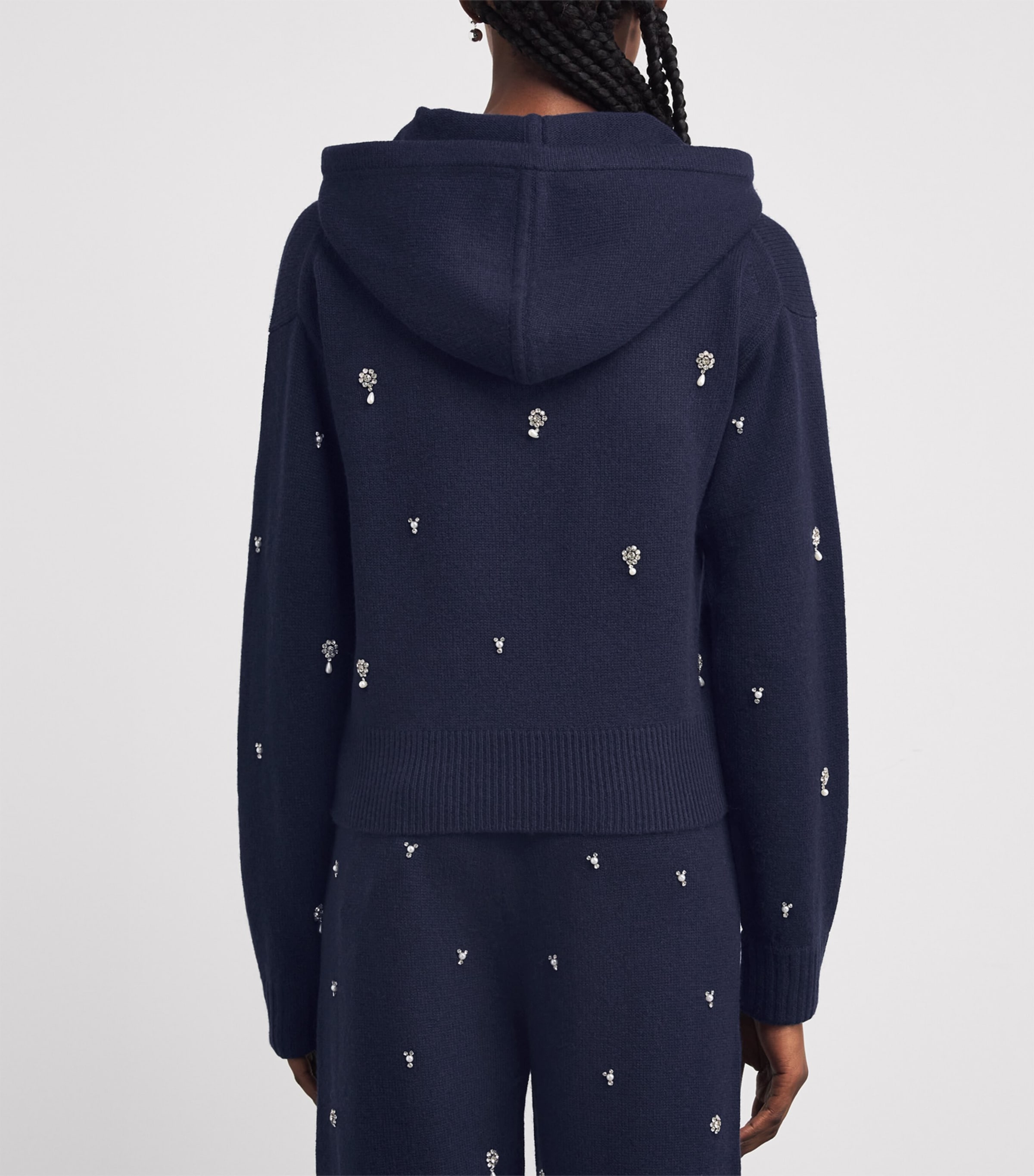 Wool-Cashmere Embellished Karmen Hoodie MIDNIGHT Image 4