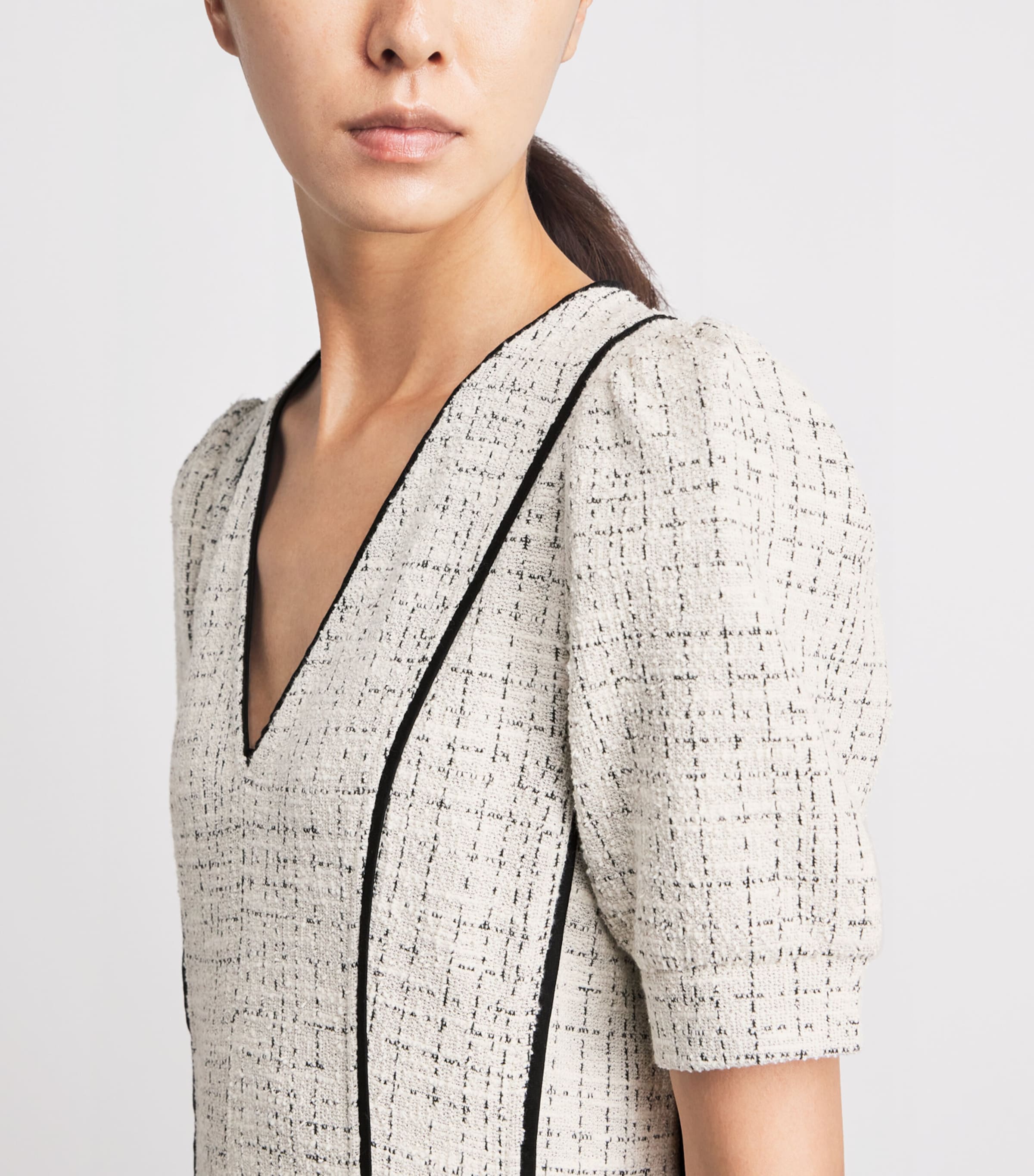 ME+EM Womens Tweed Fit-and-Flare Maxi Dress Cream Image 3