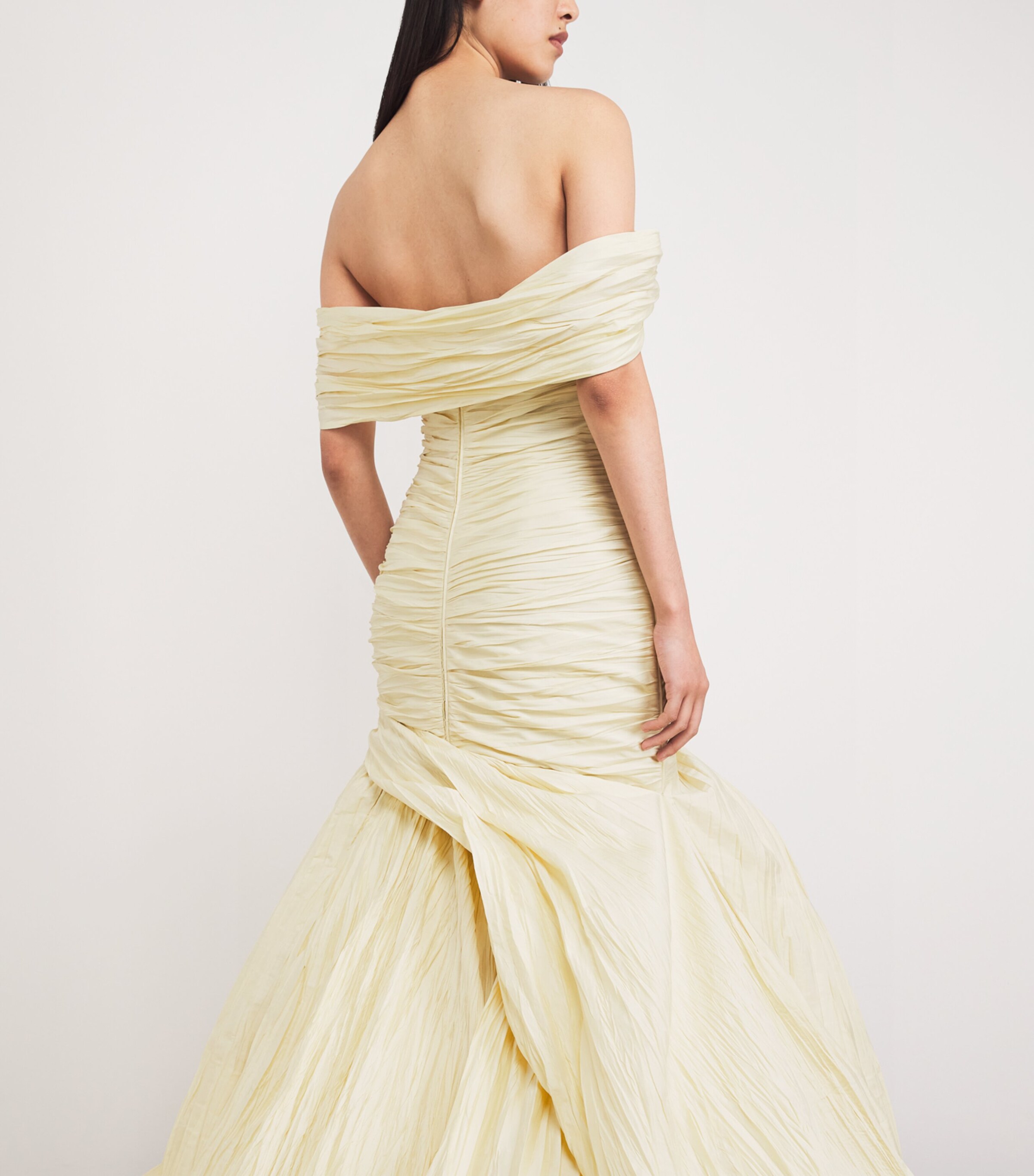 Marmar Halim Womens Taffeta Off-The-Shoulder Yuliet Gown Butter Yellow Image 4