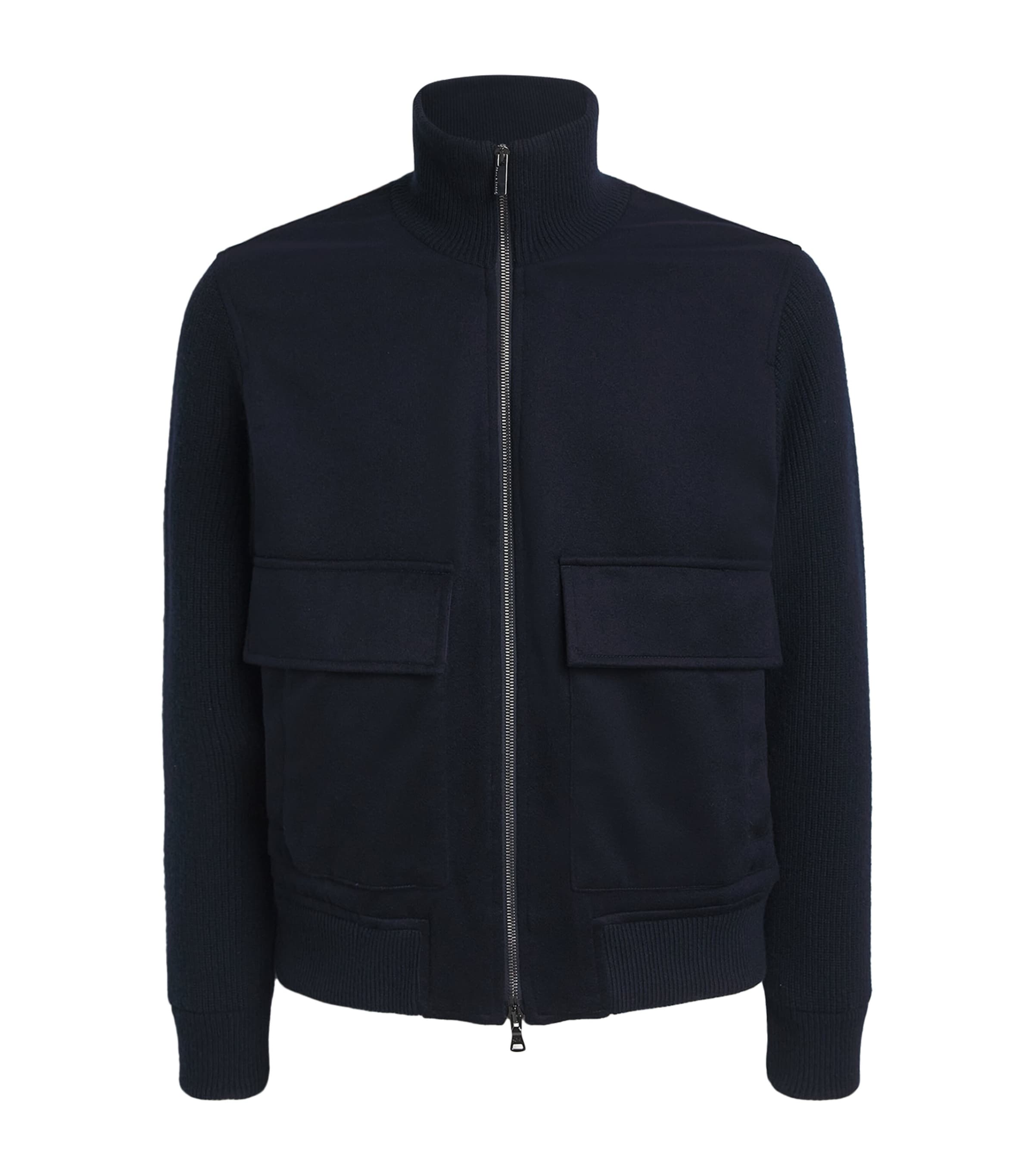 Paul & Shark Wool And Cashmere Hybrid Blouson In Blue