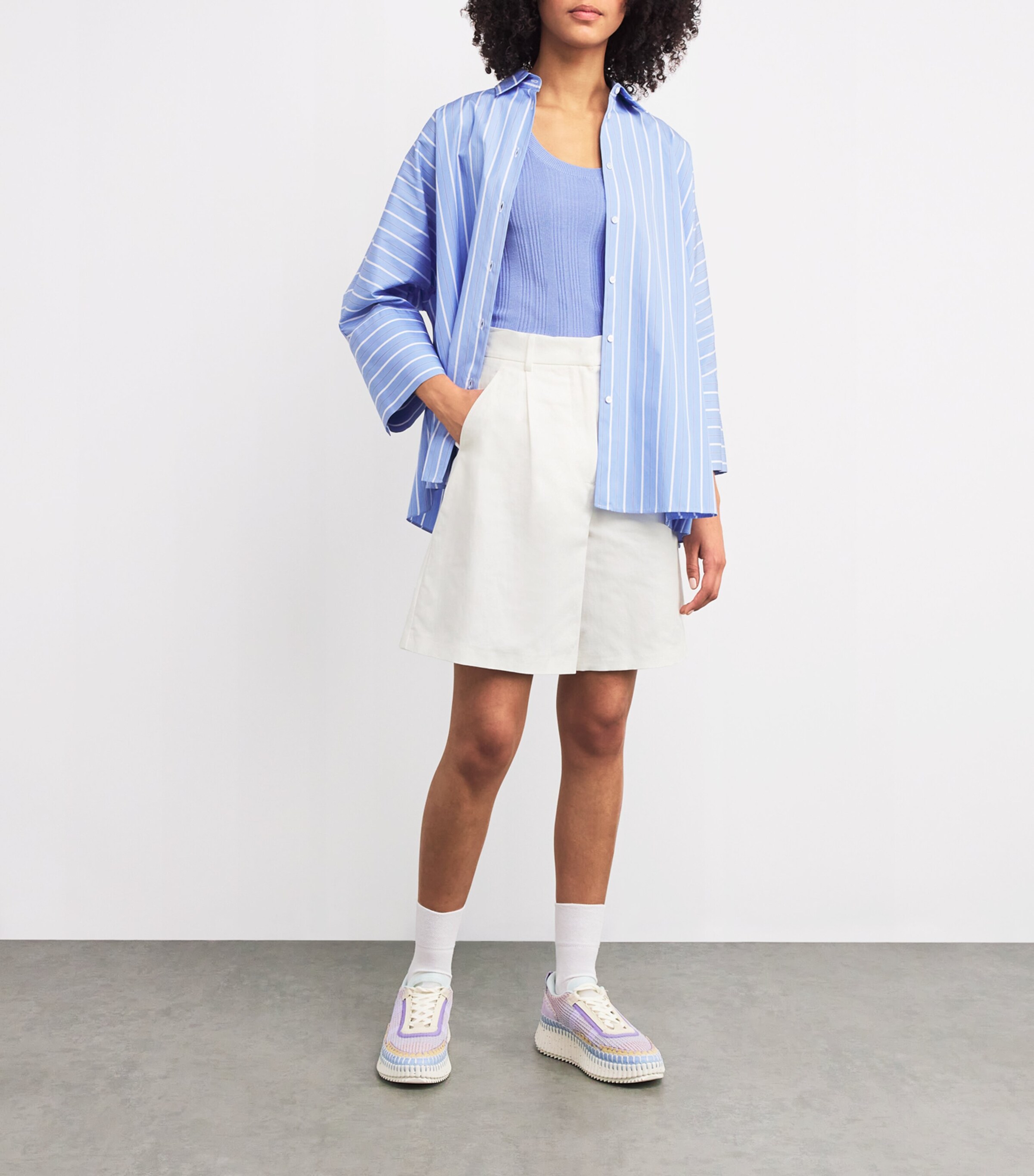 Cotton-Linen Shorts WHITE Image 2