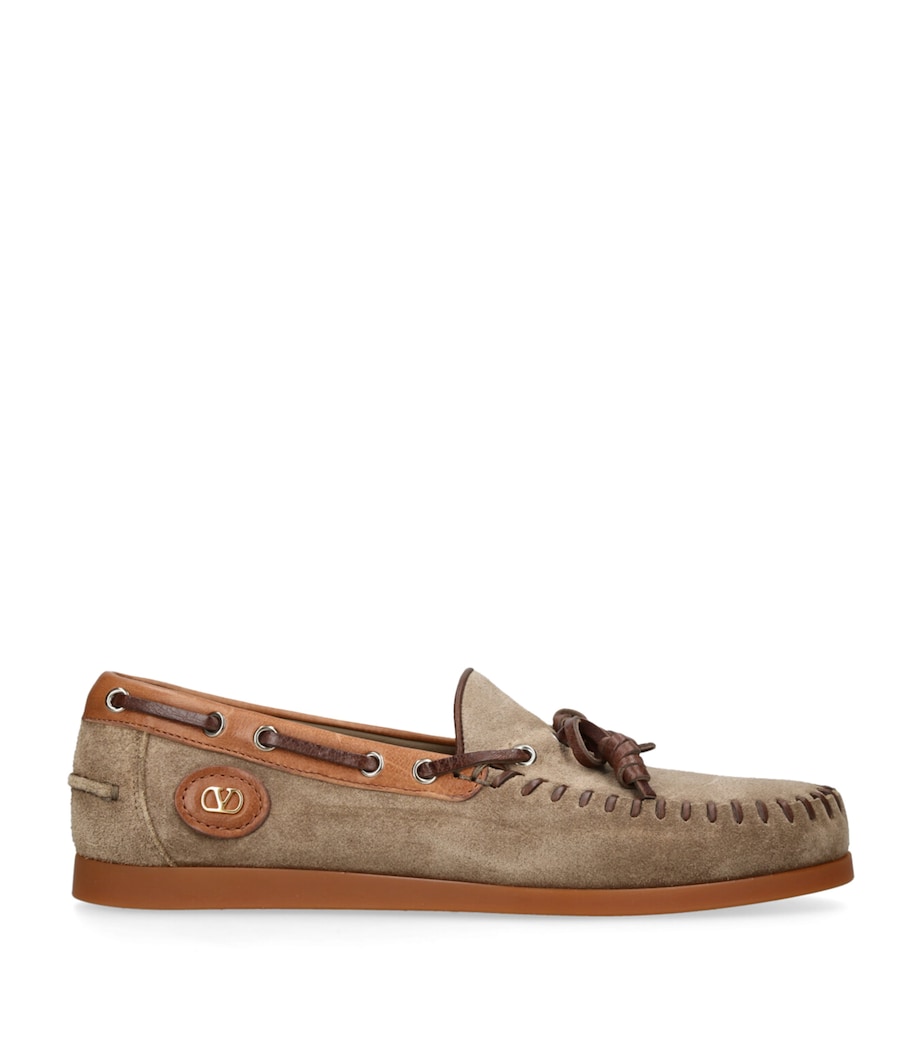 Suede Tassel Boat Shoes TAUPE Image 1