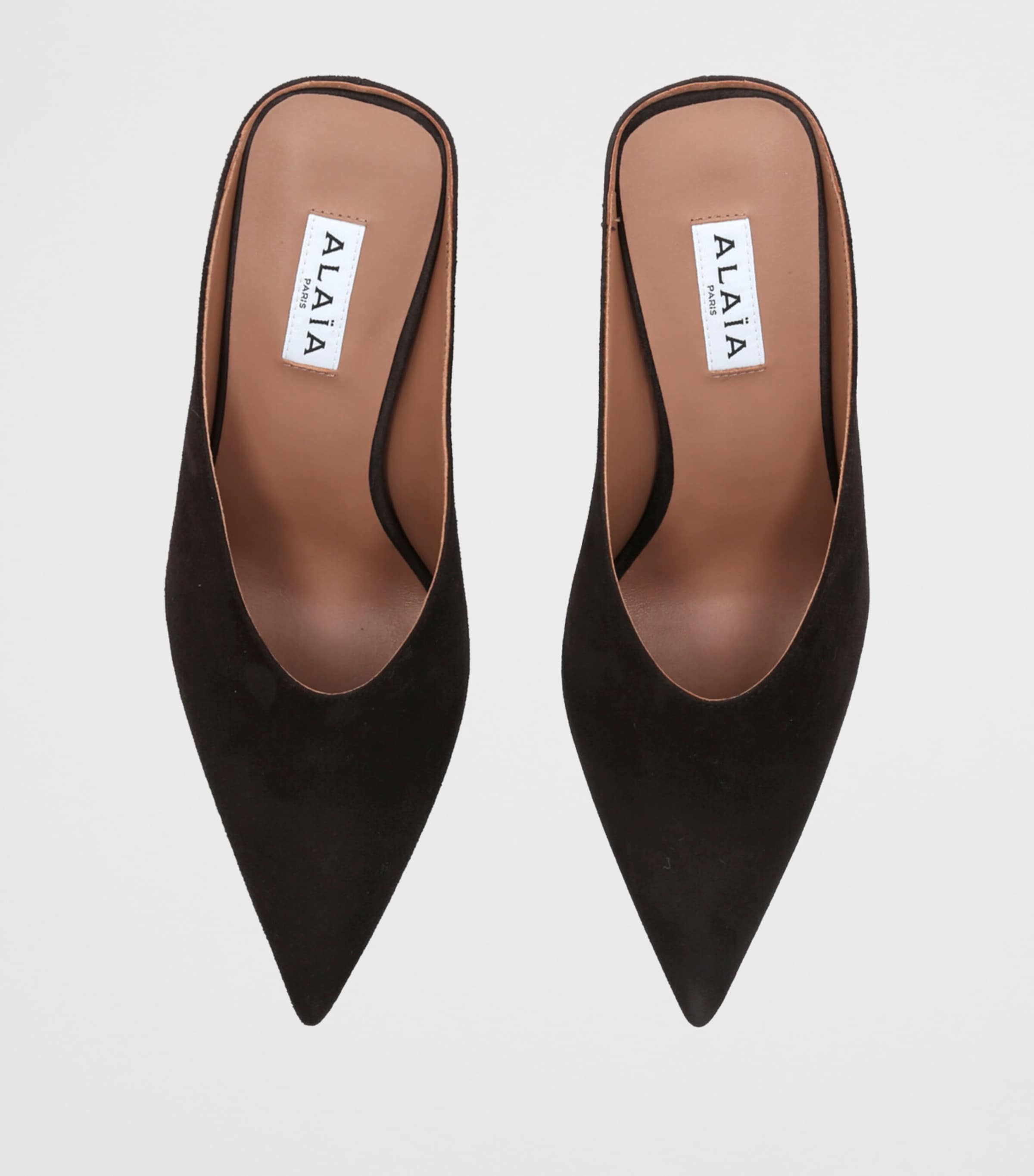 Suede Cube Wedge Mules 75 DARK BROWN Image 4