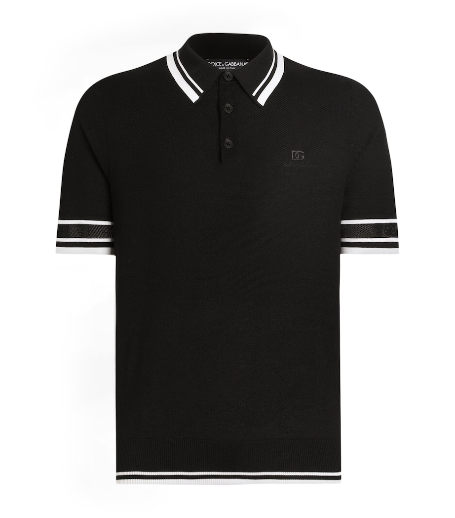 Silk-Blend Polo Shirt N0000-BLACK Image 1