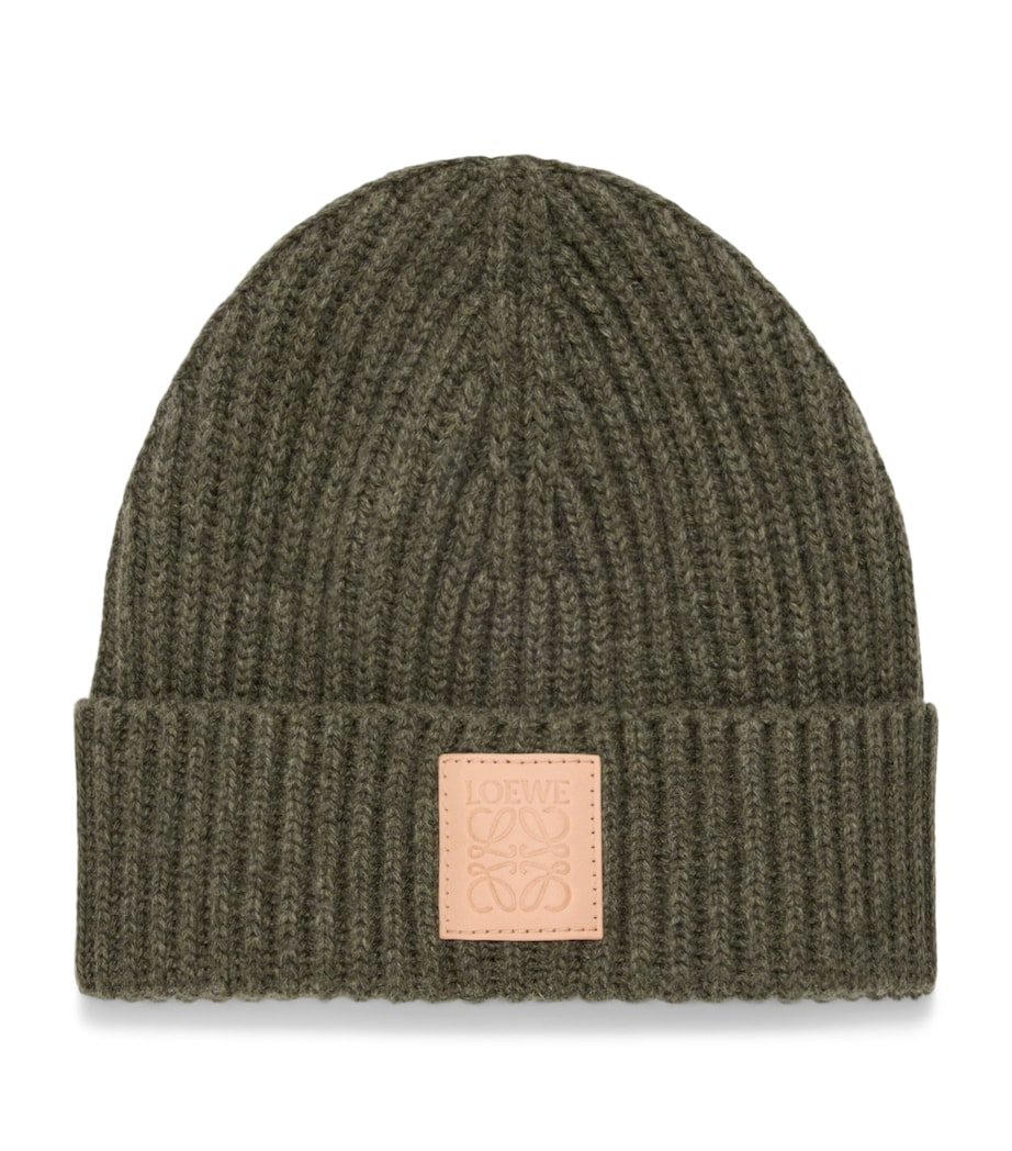 Cashmere Logo Beanie DARK KHAKI Image 1