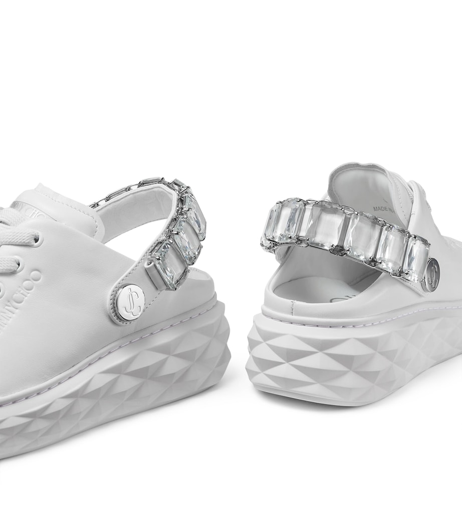 Leather Diamond Sling Sneakers V WHITE/CRYSTAL Image 8