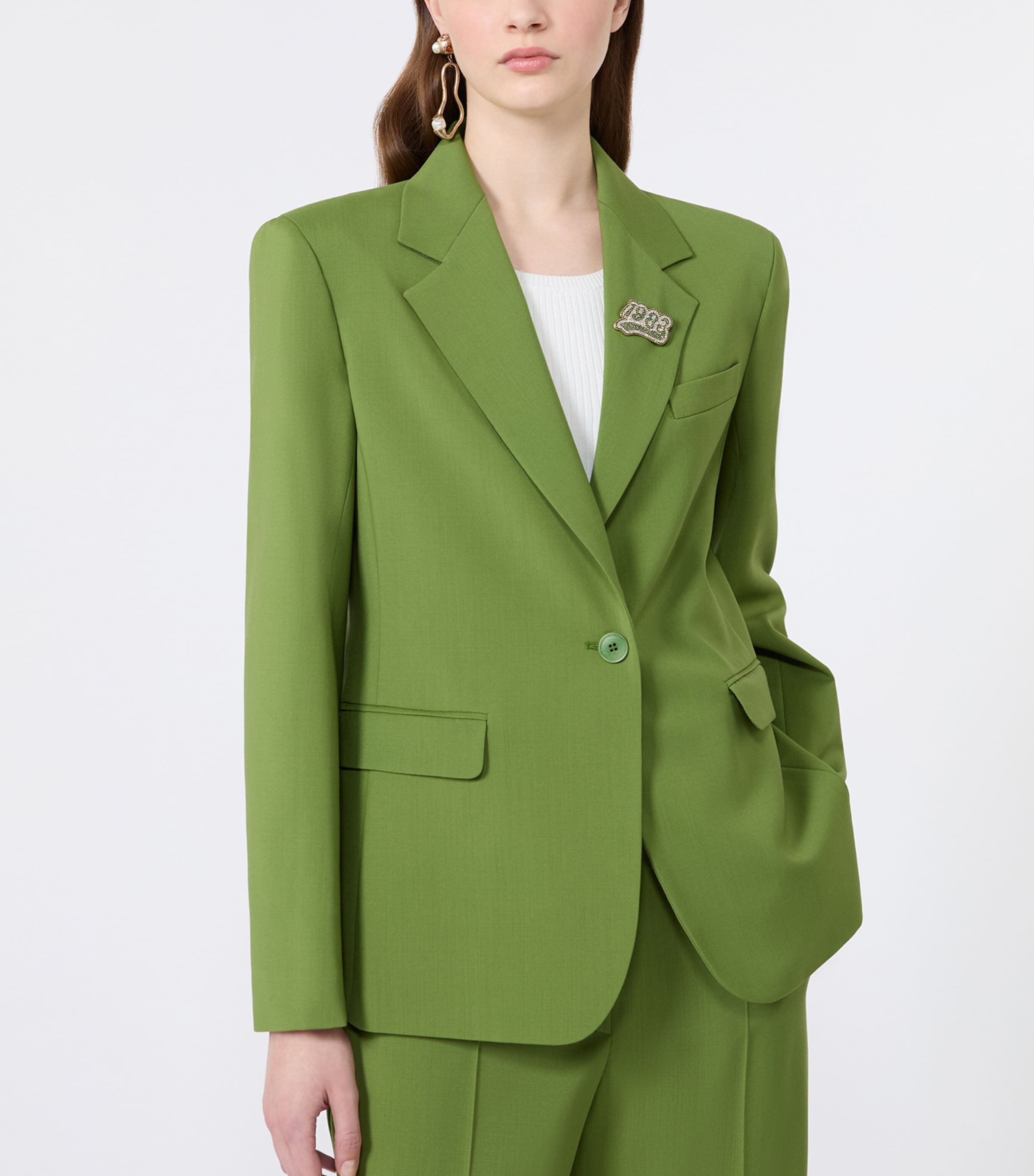 Weekend Max Mara Womens Virgin Wool Blazer Green Image 4