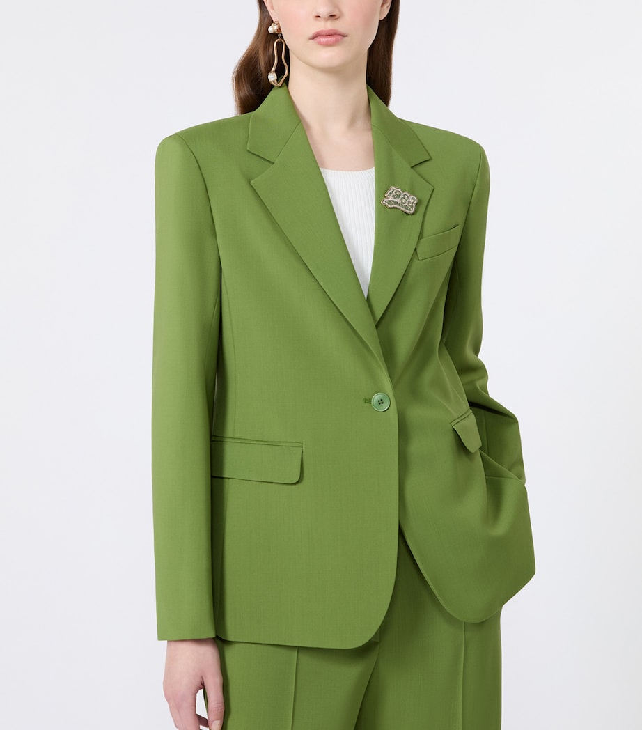Weekend Max Mara Womens Virgin Wool Blazer Green Image 4