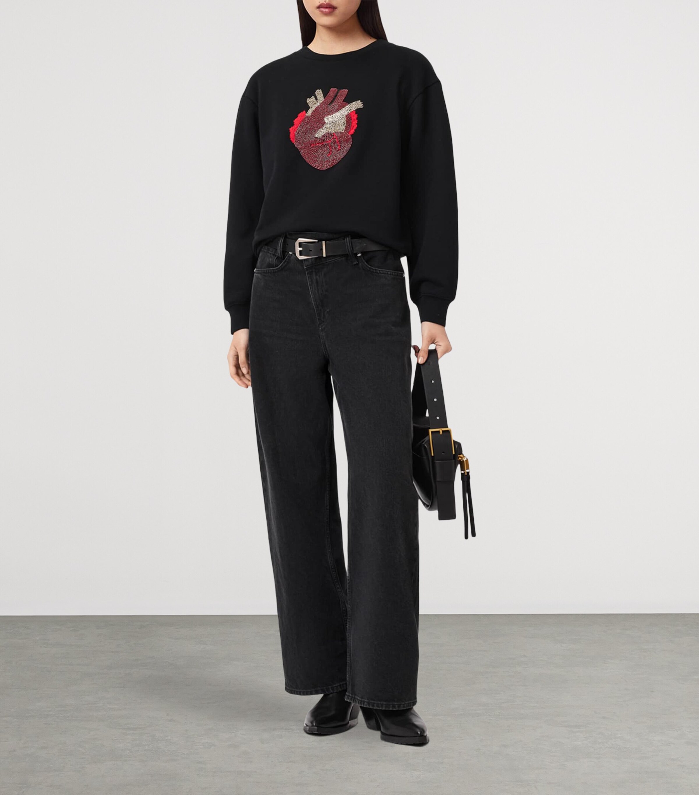 AllSaints Womens Embellished Andrea Pippa Sweatshirt Black Image 7