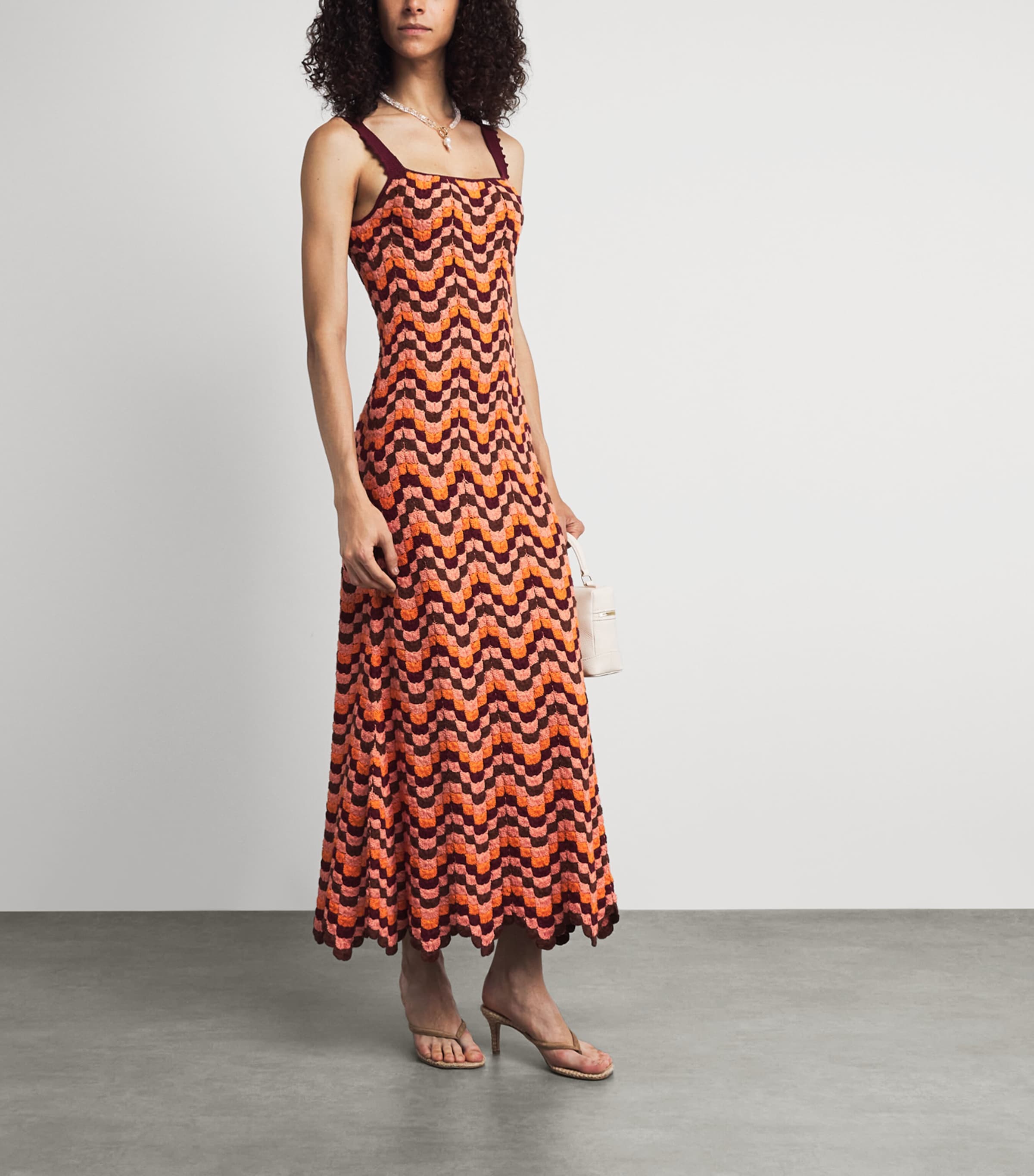 ESCVDO Womens Crochet Marea Maxi Dress Orange Multi Image 2