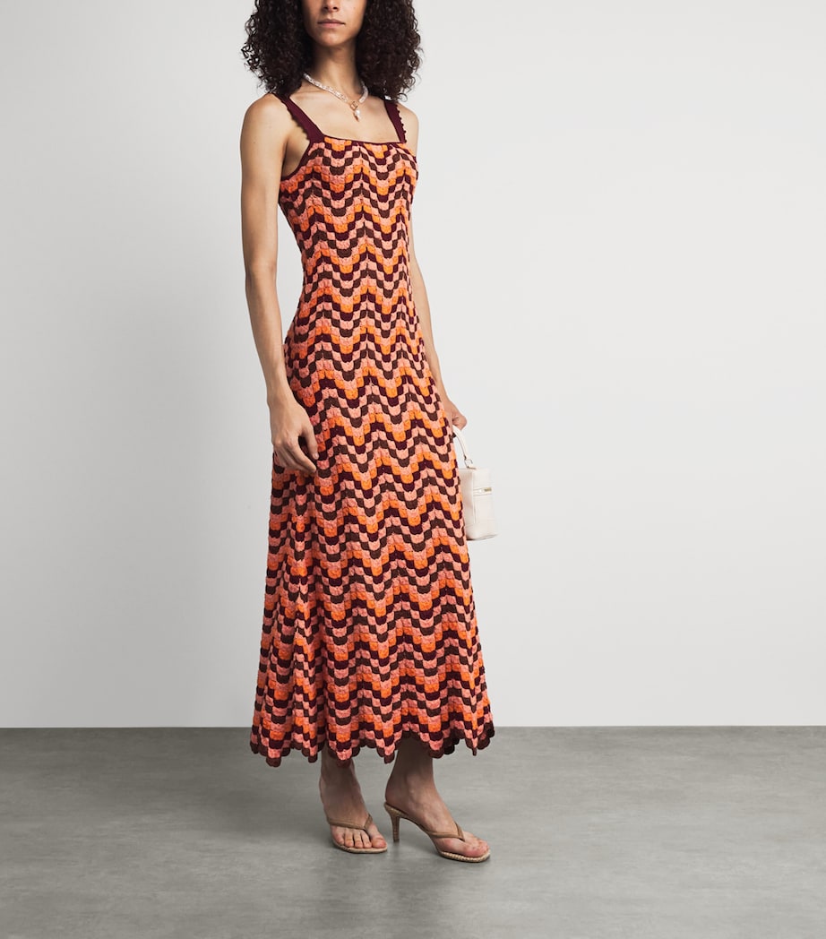 ESCVDO Womens Crochet Marea Maxi Dress Orange Multi Image 2