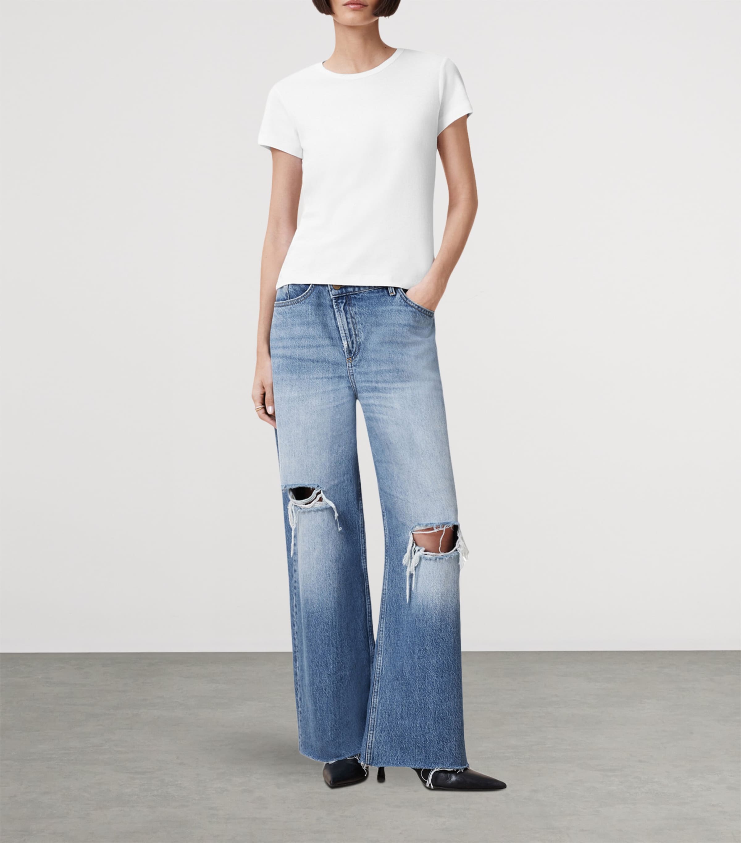 AllSaints Womens Organic Cotton Stevie T-Shirt Optic White Image 2