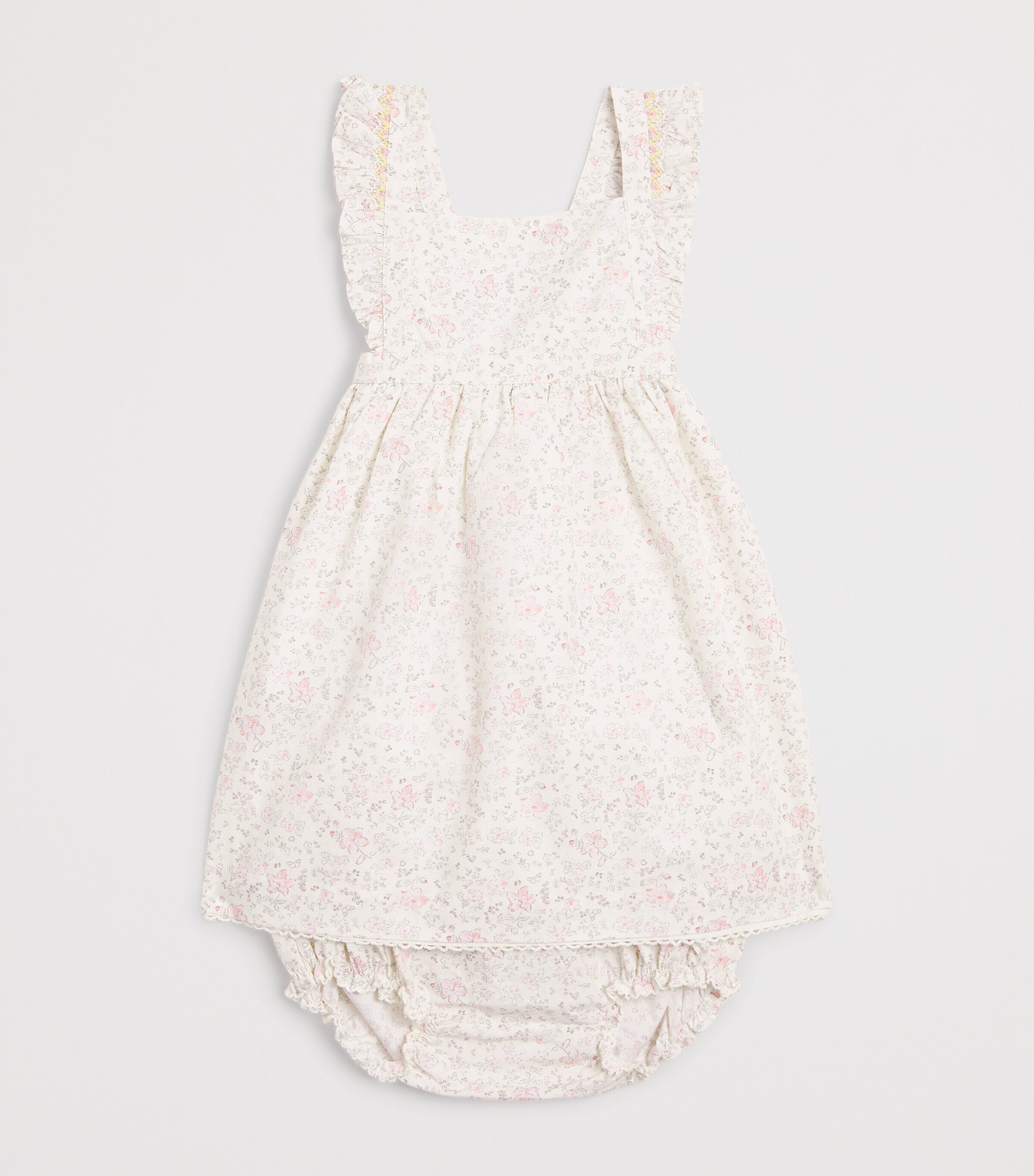 Marie-Chantal Cotton Cleo Athena Frill Dress (3-24 Months) Poreclain/rose Image 3