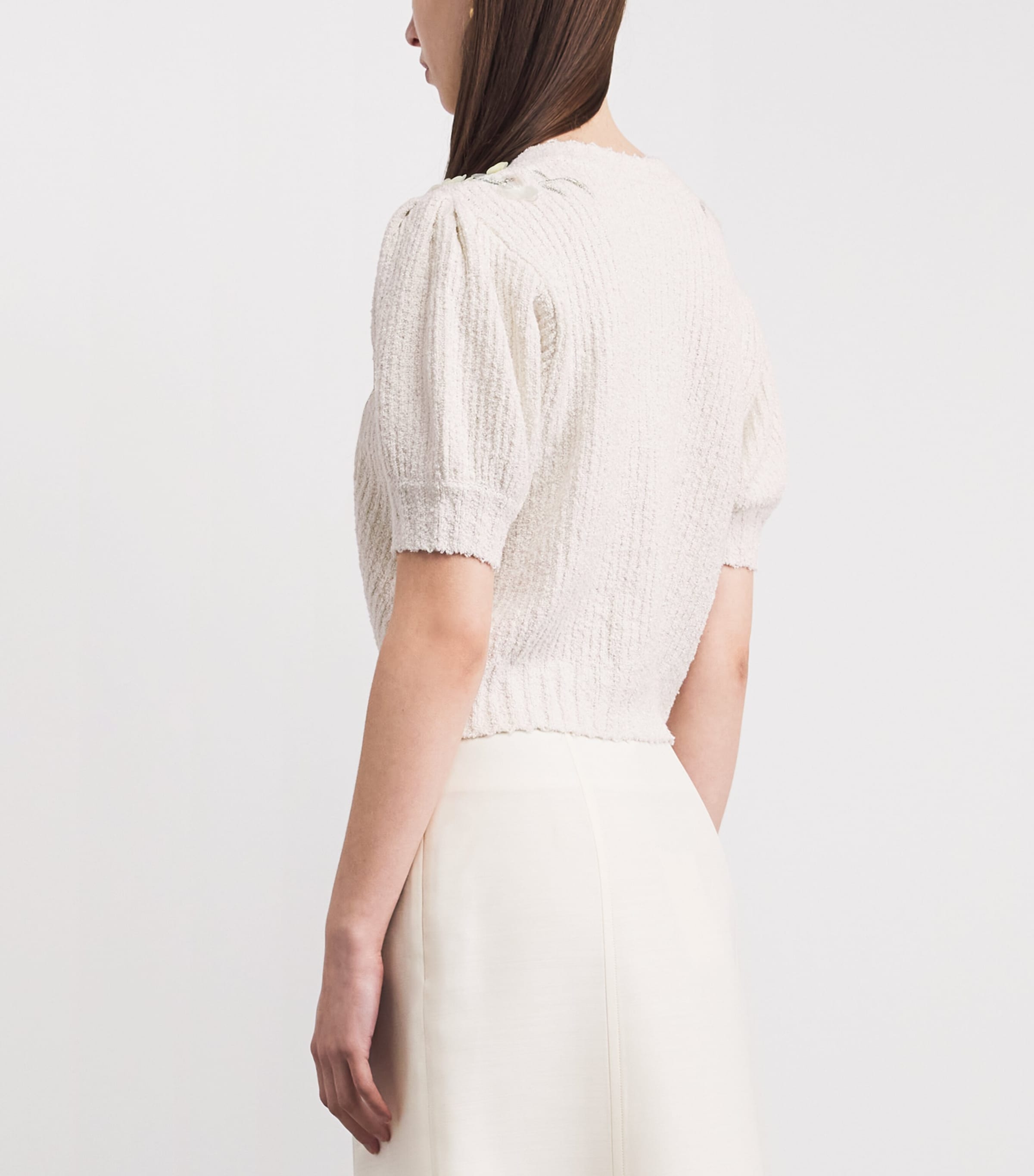Cinq A Sept Womens Embellished Cotton-Blend Millicent Cardigan Ivory Image 5