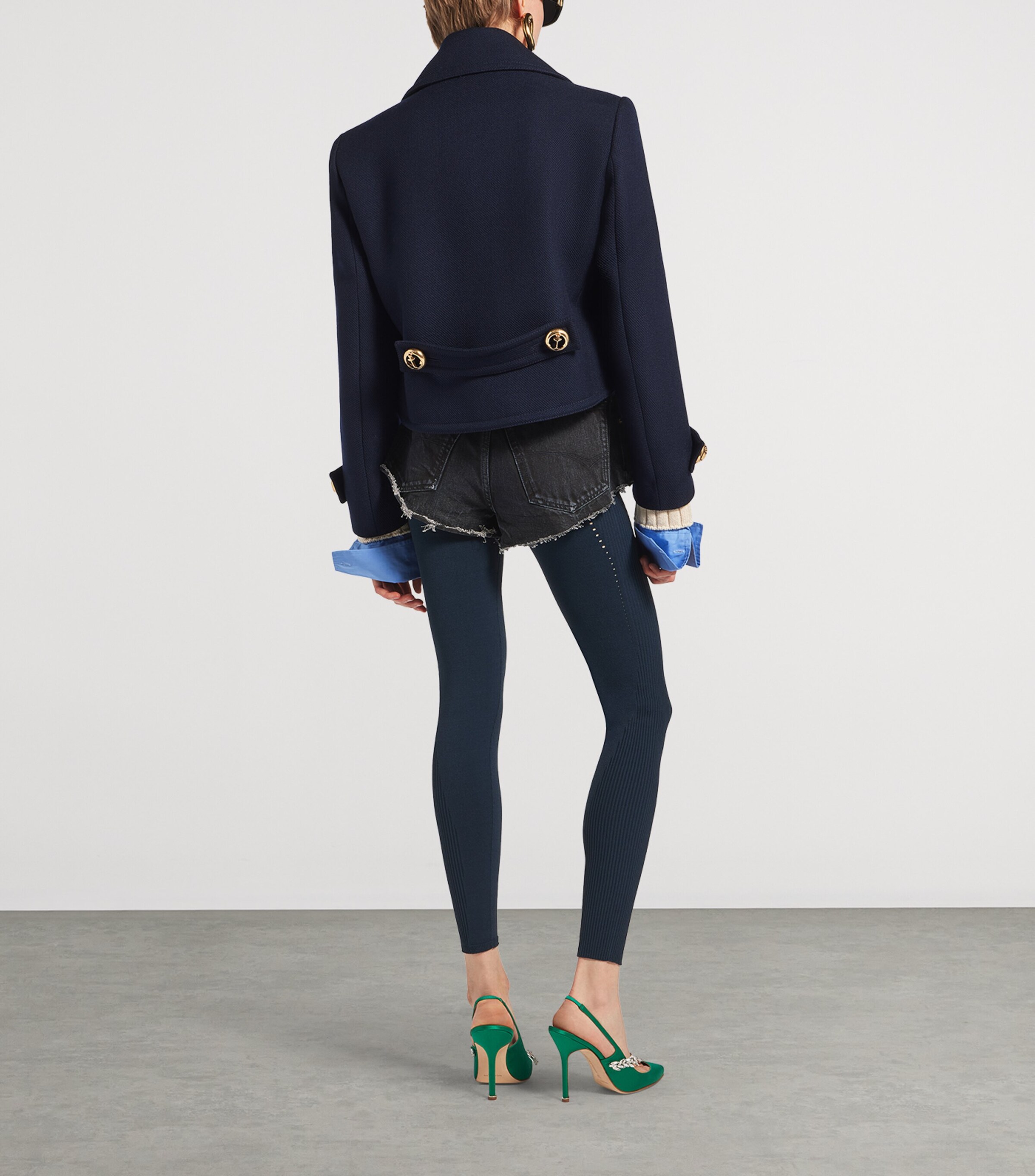 Balenciaga Womens Wool Cropped Pea Coat Image 3