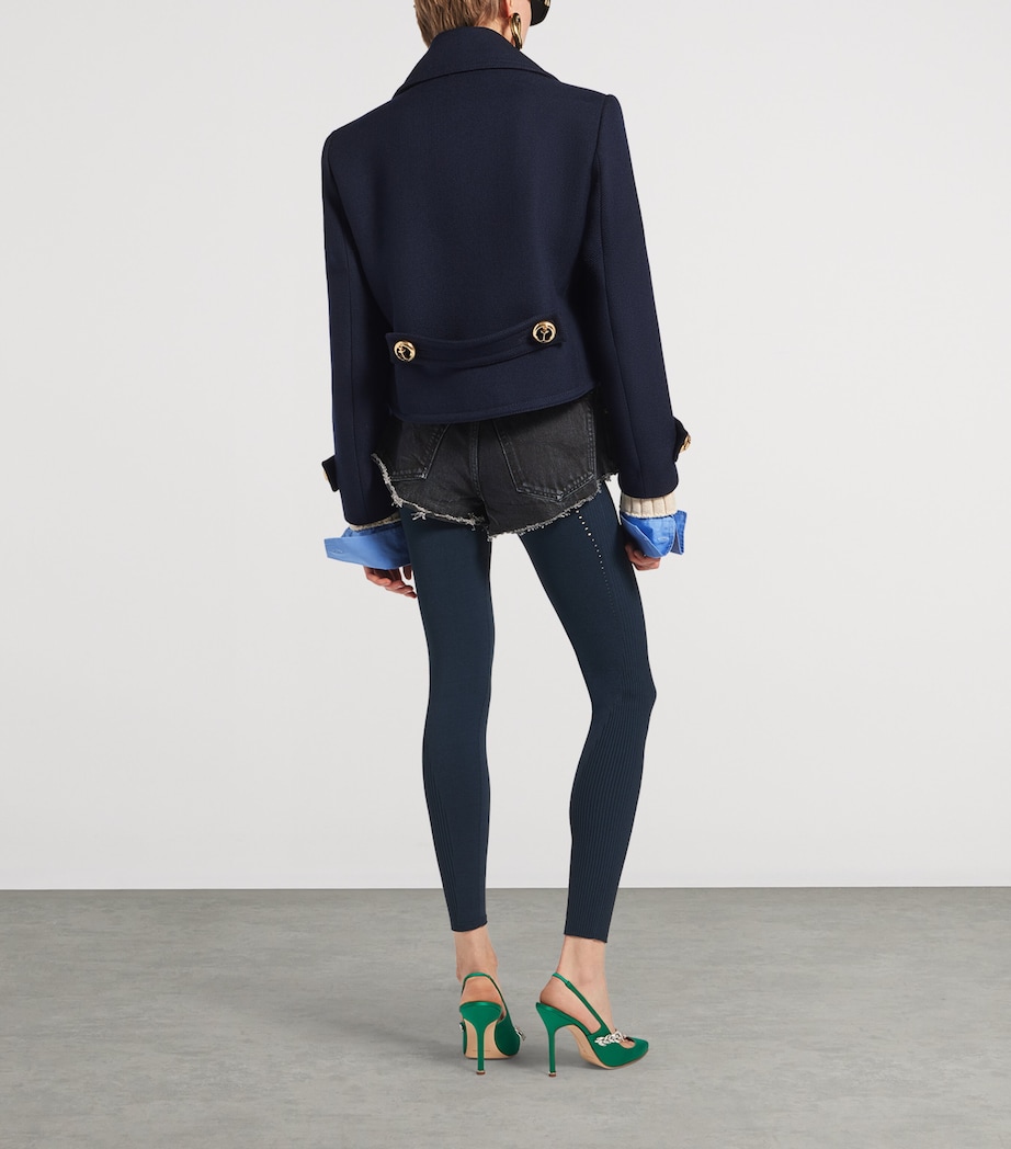 Balenciaga Womens Wool Cropped Pea Coat Image 3